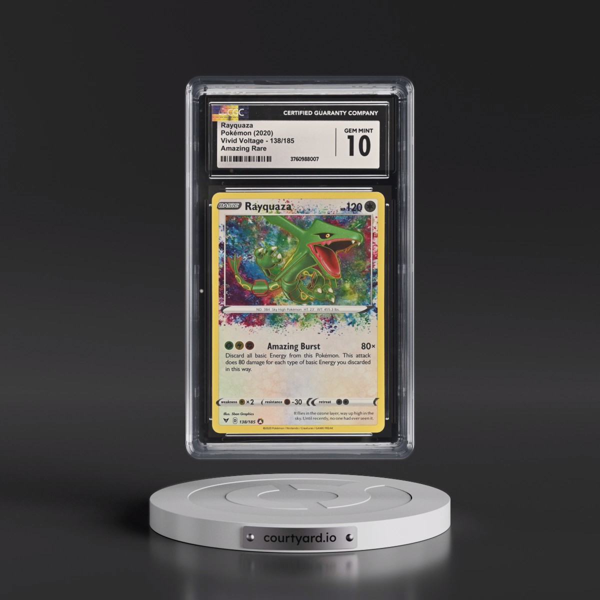 2020 Vivid Voltage #138/185 Rayquaza - Amazing Rare Holo (CGC 10 GEM MINT)