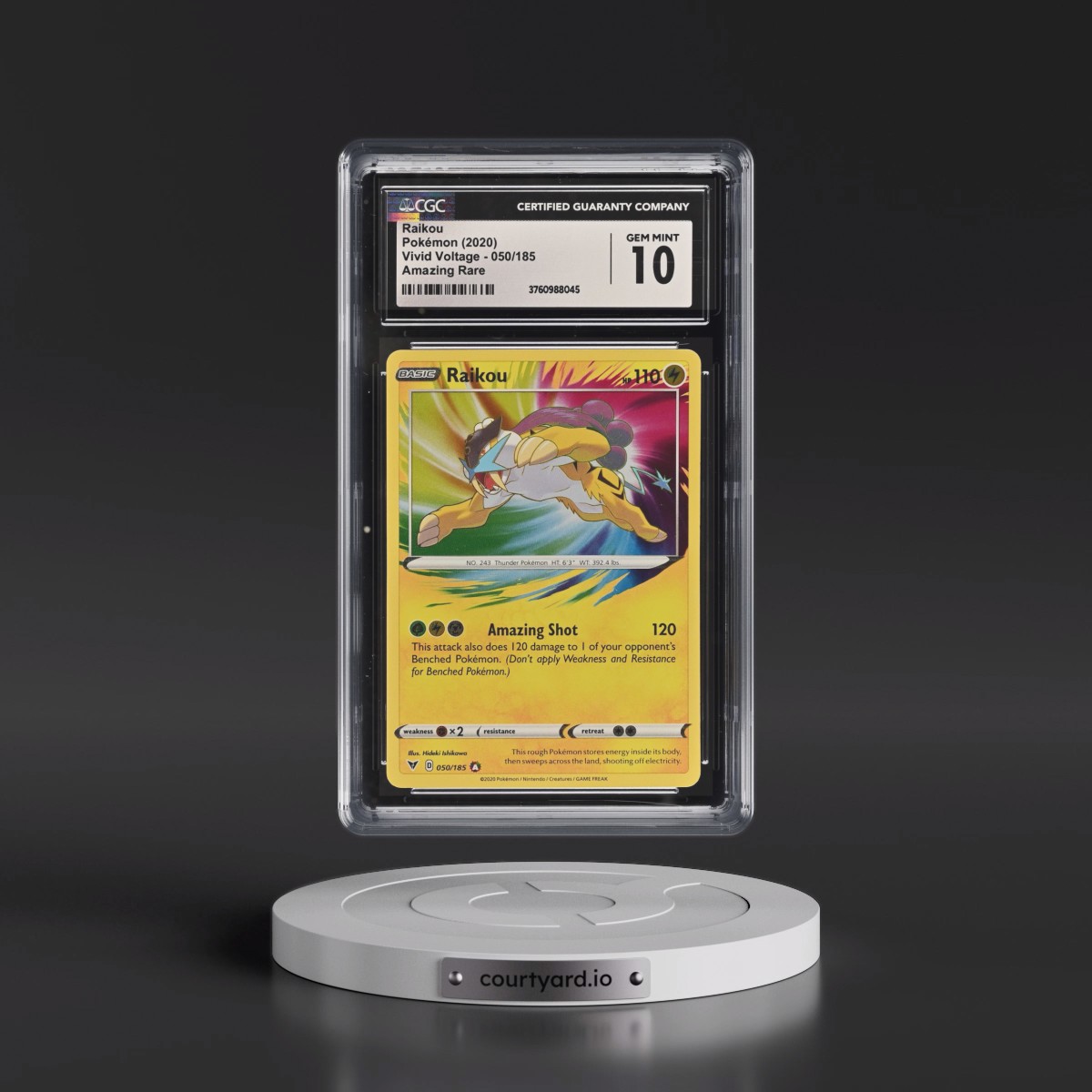 2020 Vivid Voltage #050/185 Raikou - Amazing Rare Holo (CGC 10 GEM MINT)