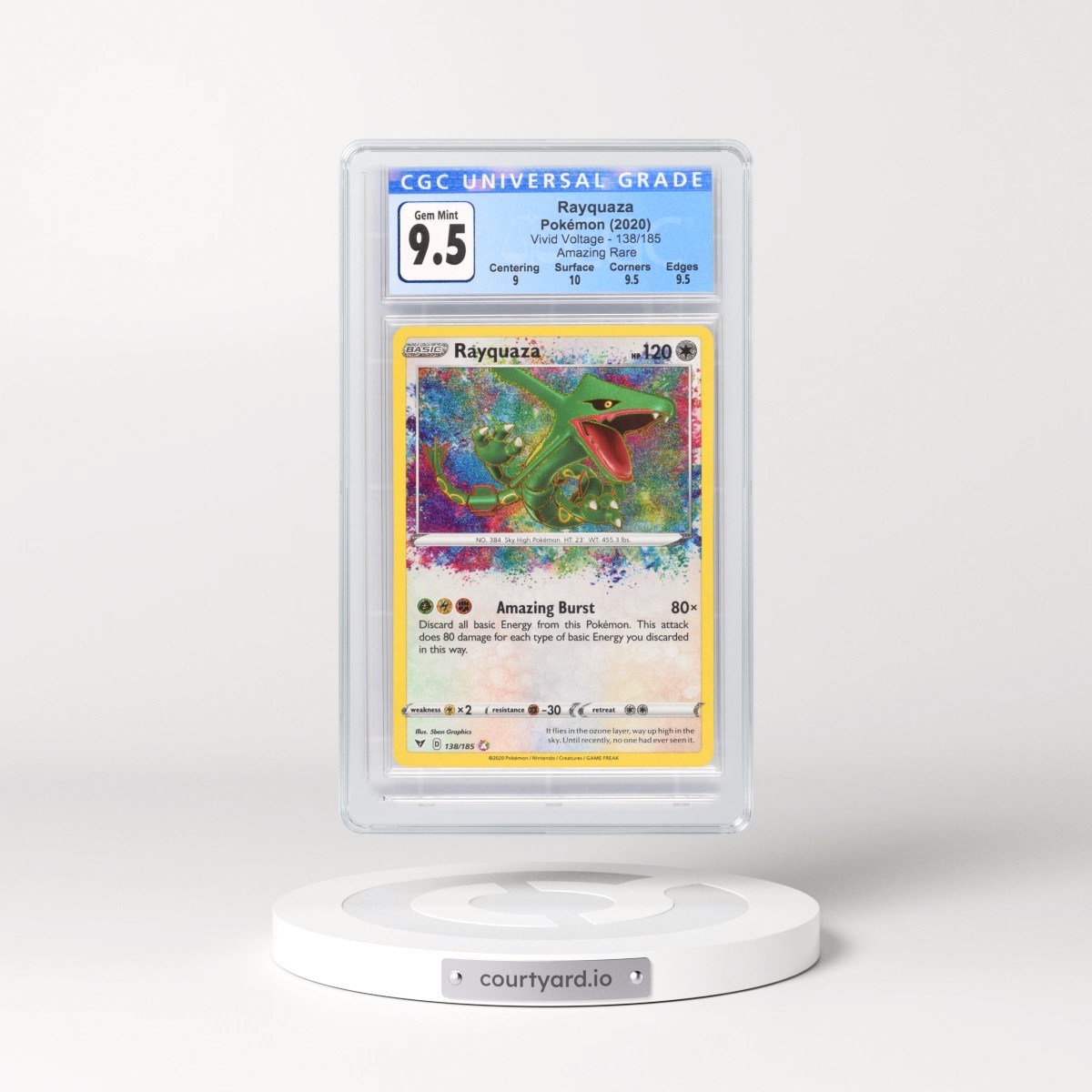 2020 Vivid Voltage #138/185 Rayquaza - Amazing Rare Holo (CGC 10 GEM MINT)