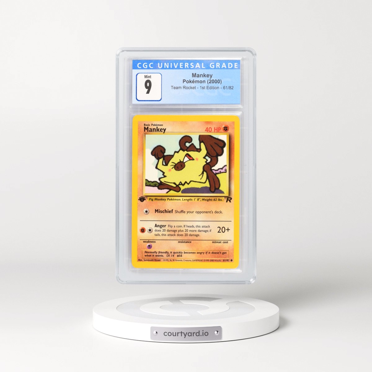 2000 Team Rocket #61/82 Mankey - 1st Edition 1st Edition (CGC 9 MINT)