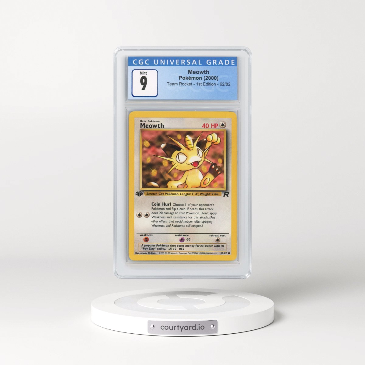 2000 Team Rocket #62/82 Meowth - 1st Edition 1st Edition (CGC 9 MINT)