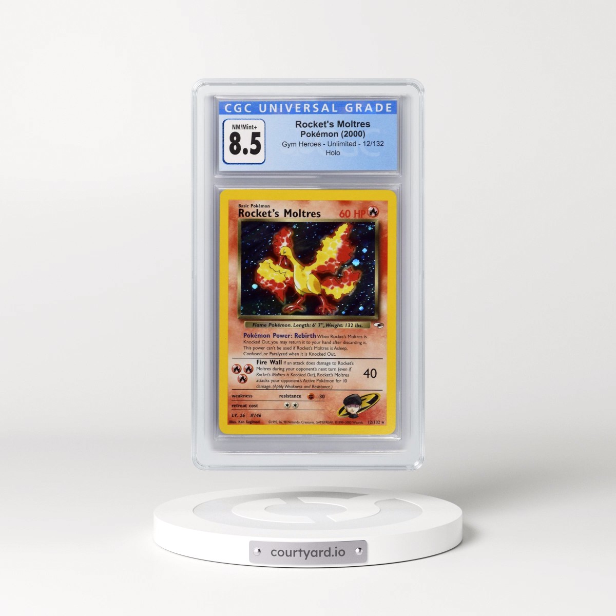 2000 Gym Heroes #12/132 Rocket's Moltres - Holo (CGC 8.5 NM-MT+)
