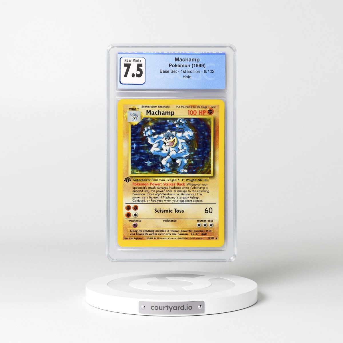 1999 Base Set #8/102 Machamp - 1st Edition Holo (CGC 7.5 NM+)