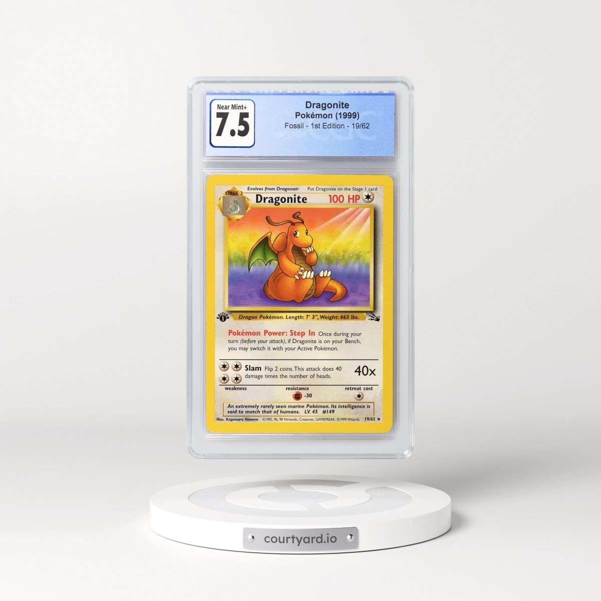 1999 Fossil #19/62 Dragonite - 1st Edition 1st Edition (CGC 7.5 NM+)