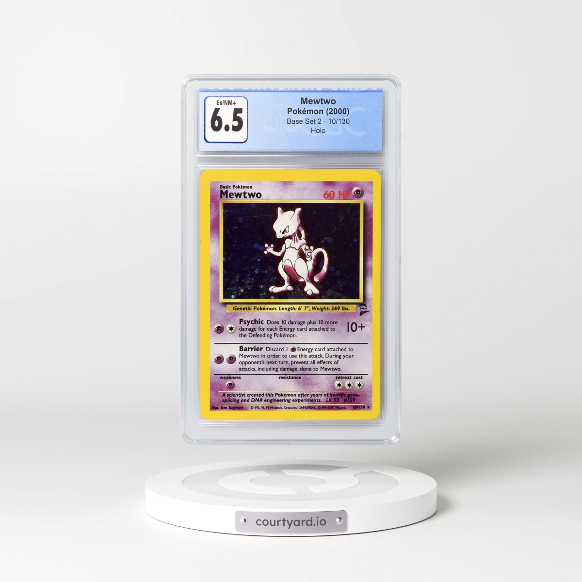 2000 Base Set 2 #10/130 Mewtwo - Holo (CGC 6.5 EX-NM+)