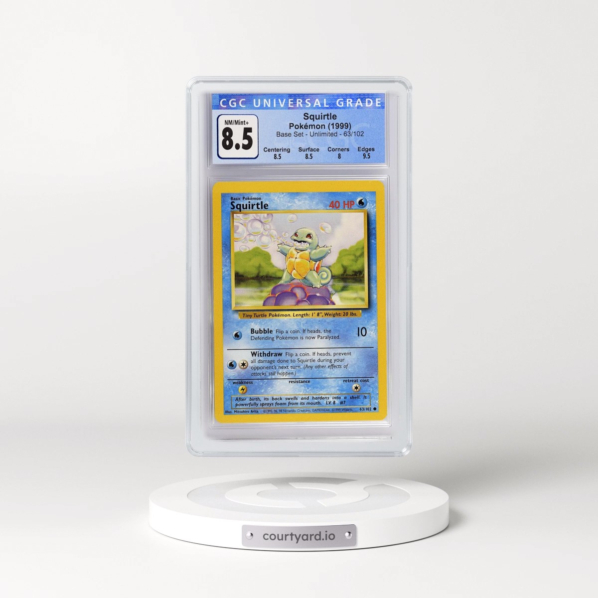 1999 Base Set #63/102 Squirtle (CGC 8.5 NM-MT+)