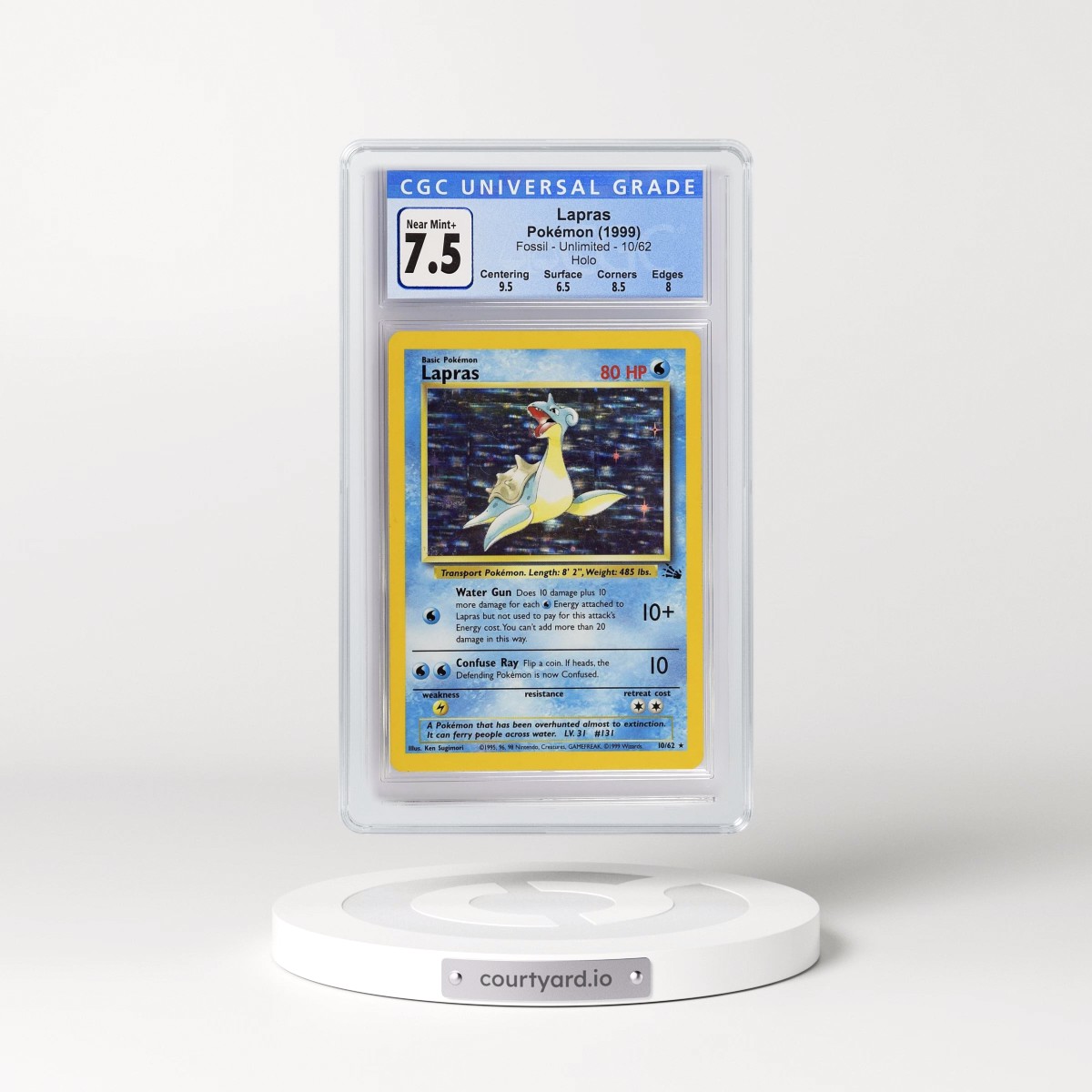 1999 Fossil #10/62 Lapras - Galaxy Star Holo (CGC 7.5 NM+)