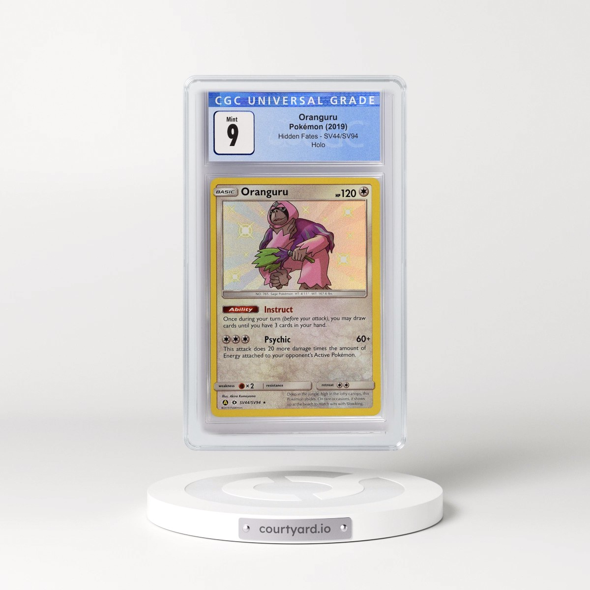 2019 Hidden Fates #SV44/SV94 Oranguru - Shiny Vault Holo (CGC 9 MINT)