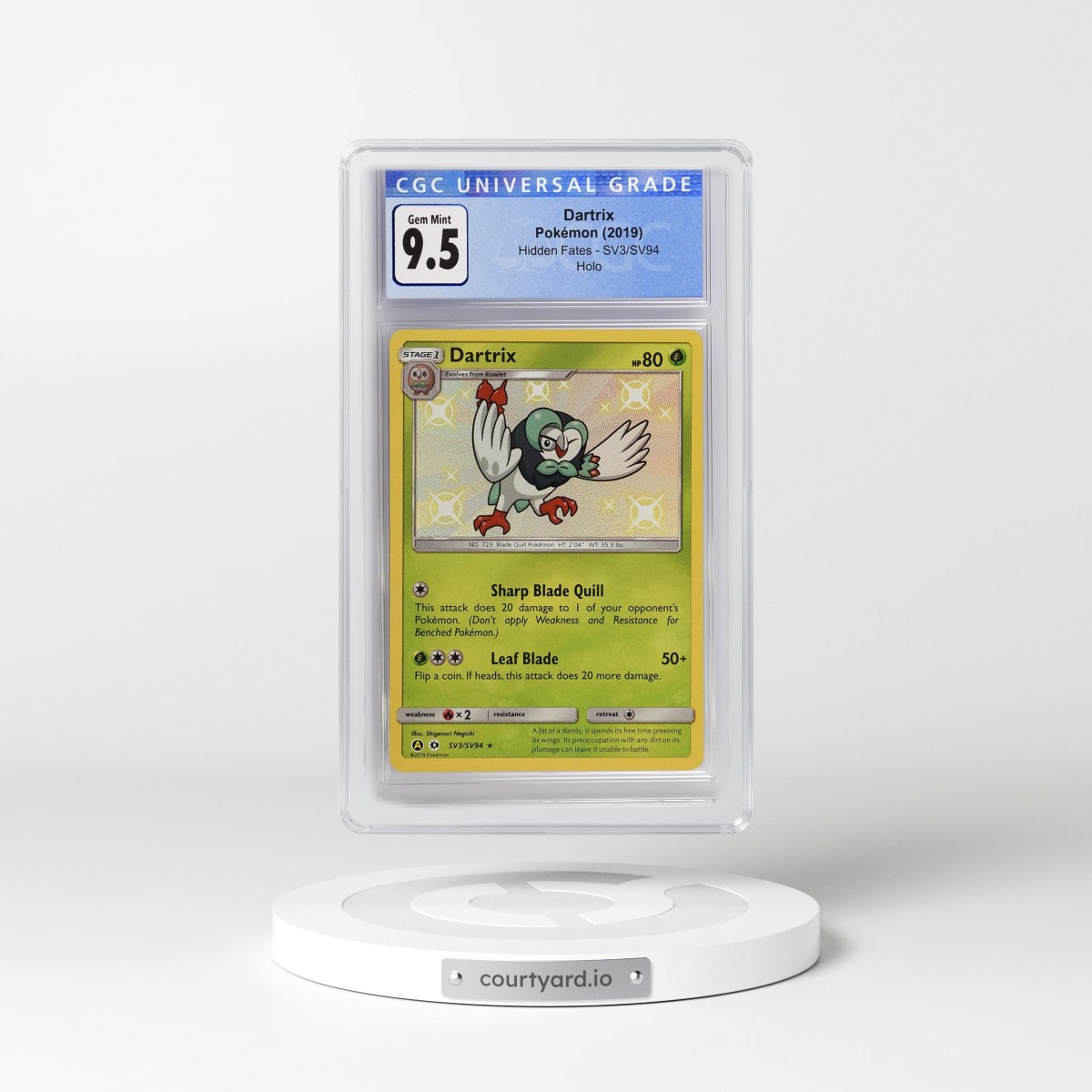 2019 Hidden Fates Dartrix - Shiny Vault Holo #SV3/SV94 CGC 10