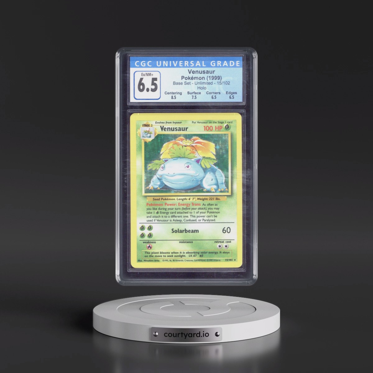 1999 Base Set #15/102 Venusaur - Holo (CGC 6.5 EX-NM+)