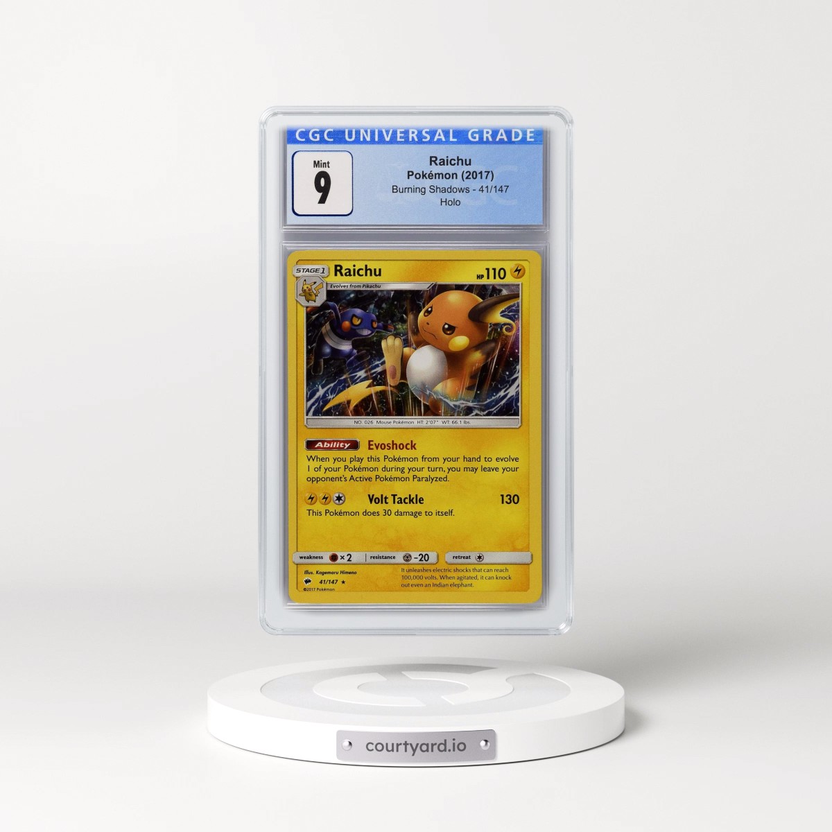 2017 Burning Shadows #41/147 Raichu - Holo (CGC 9 MINT)