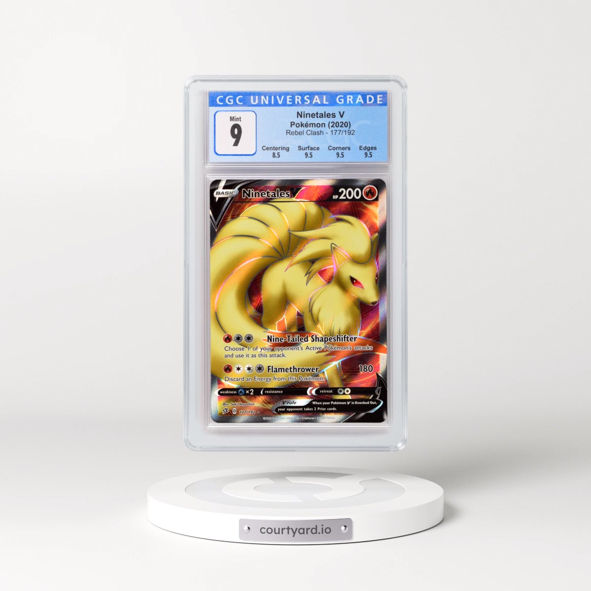 2020 Rebel Clash #177/192 Ninetales V - Ultra Rare Holo (CGC 9 MINT)