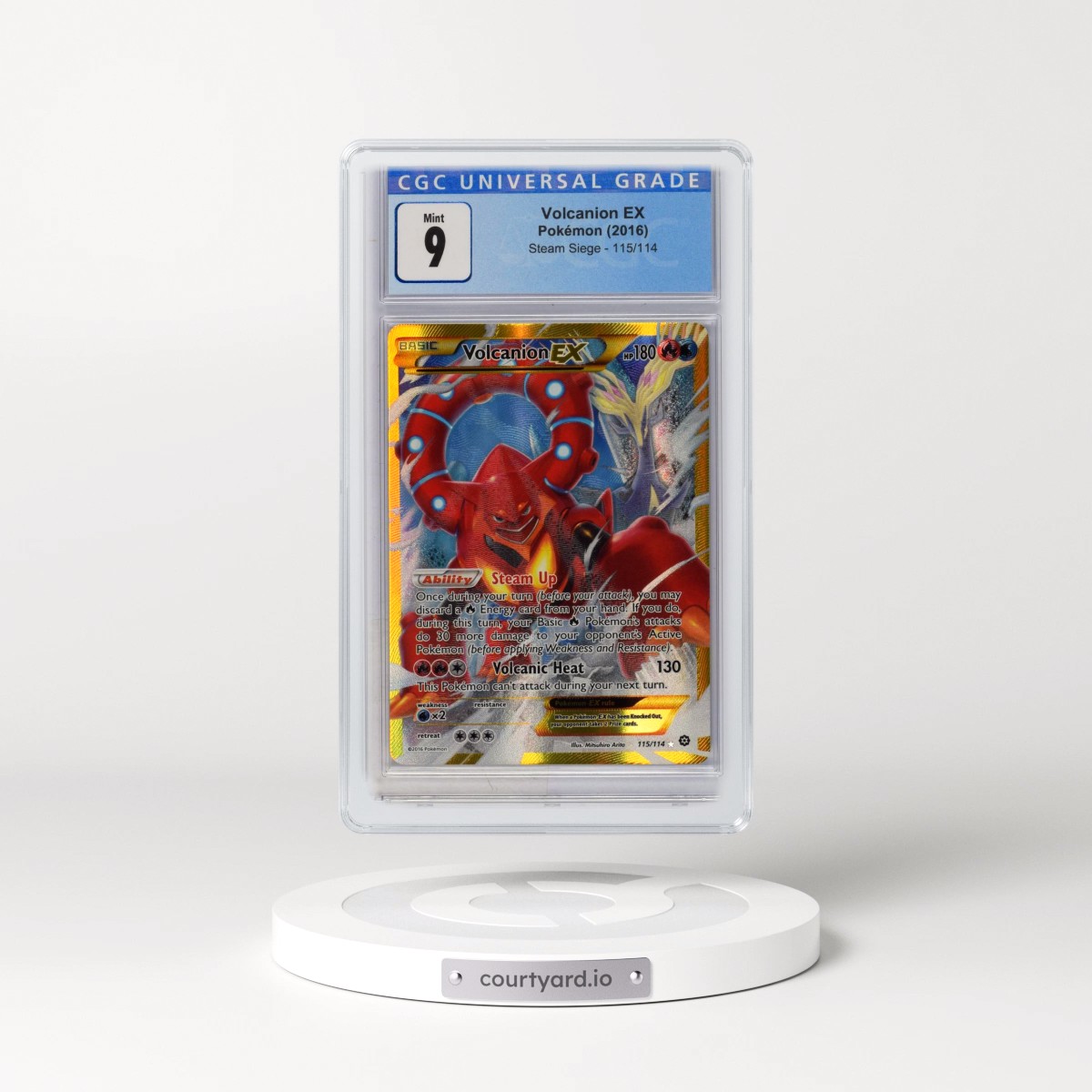 2016 Steam Siege #115/114 Volcanion EX - Secret Rare Holo (CGC 9 MINT)