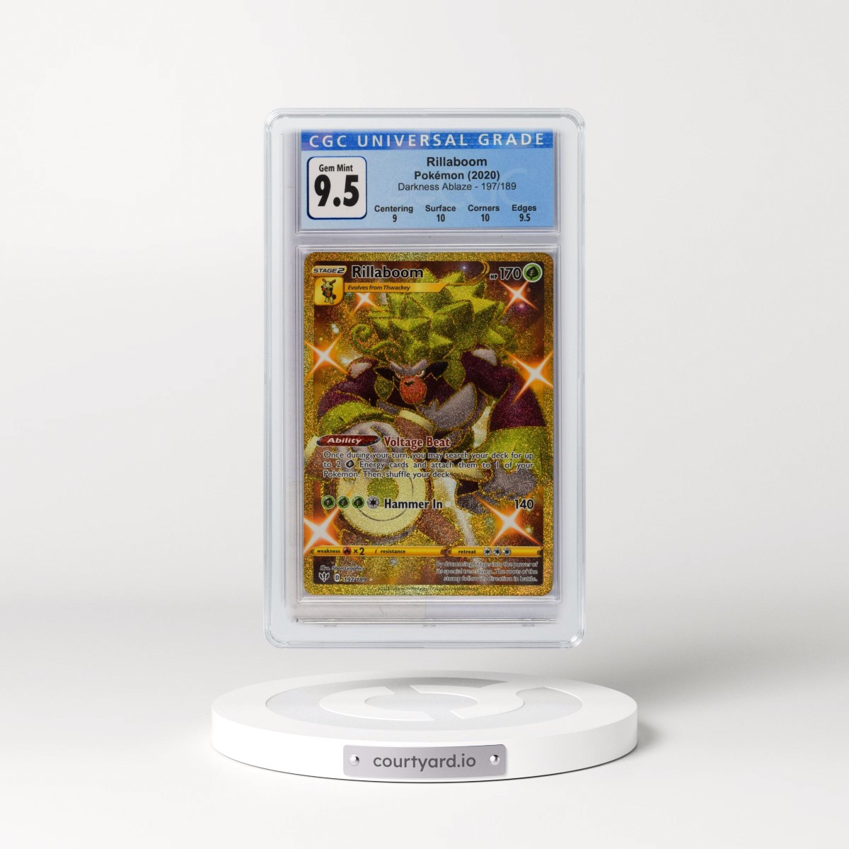2020 Darkness Ablaze #197/189 Rillaboom - Secret Rare Holo (CGC 10 GEM MINT)