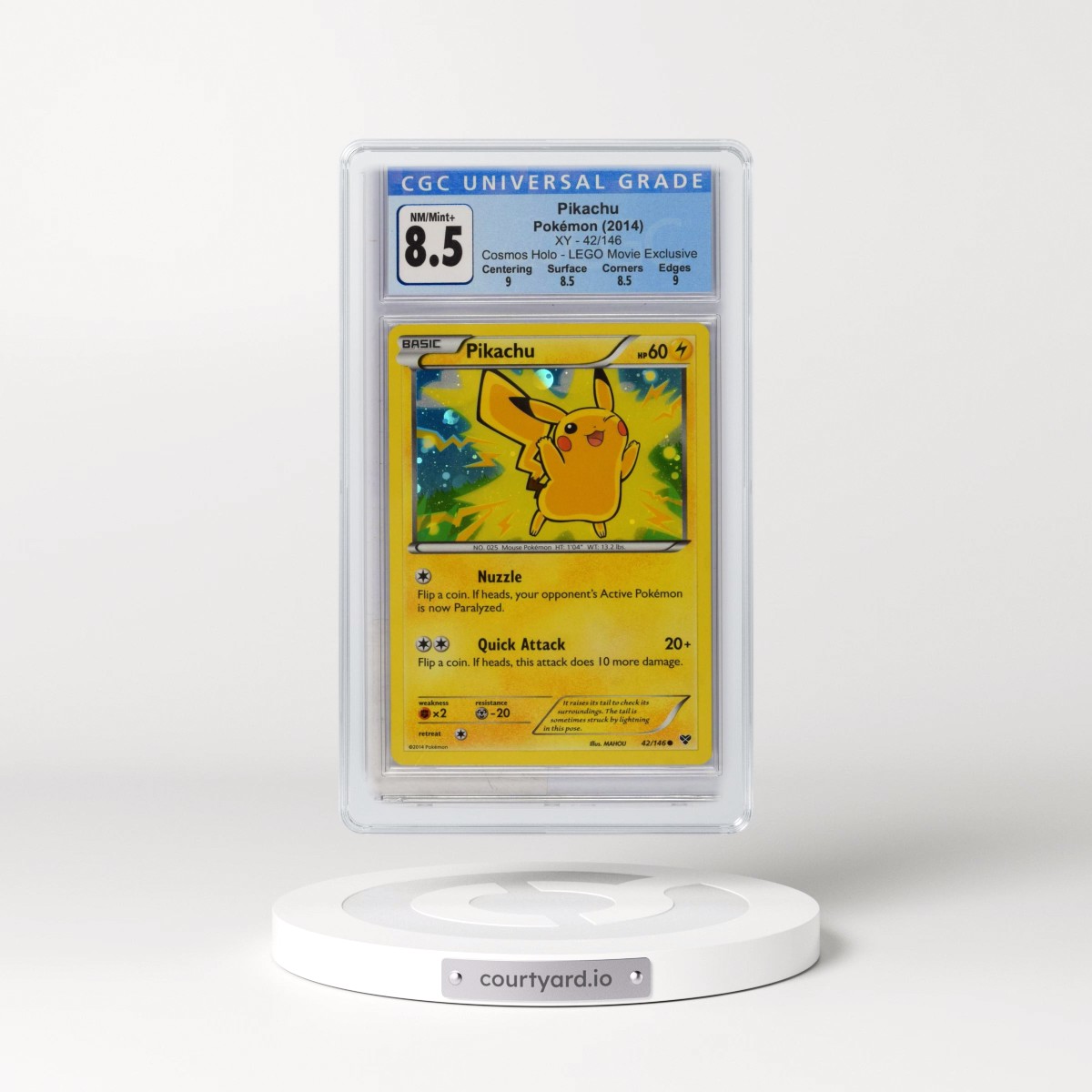 2014 XY #42/146 Pikachu - The LEGO Movie Theatrical Release (Cosmos Holo) (CGC 8.5 NM-MT+)