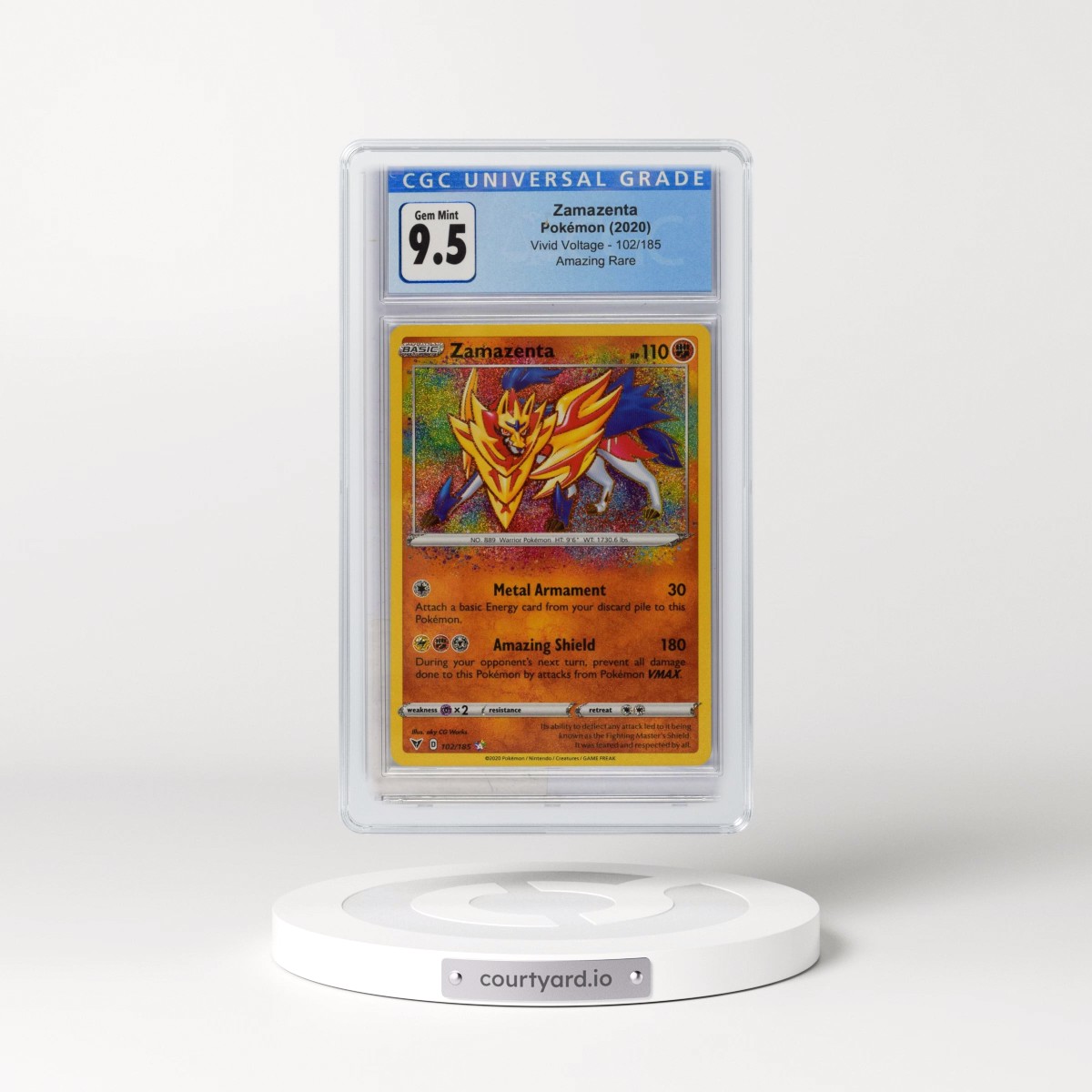 2020 Vivid Voltage #102/185 Zamazenta - Amazing Rare Holo (CGC 10 GEM MINT)