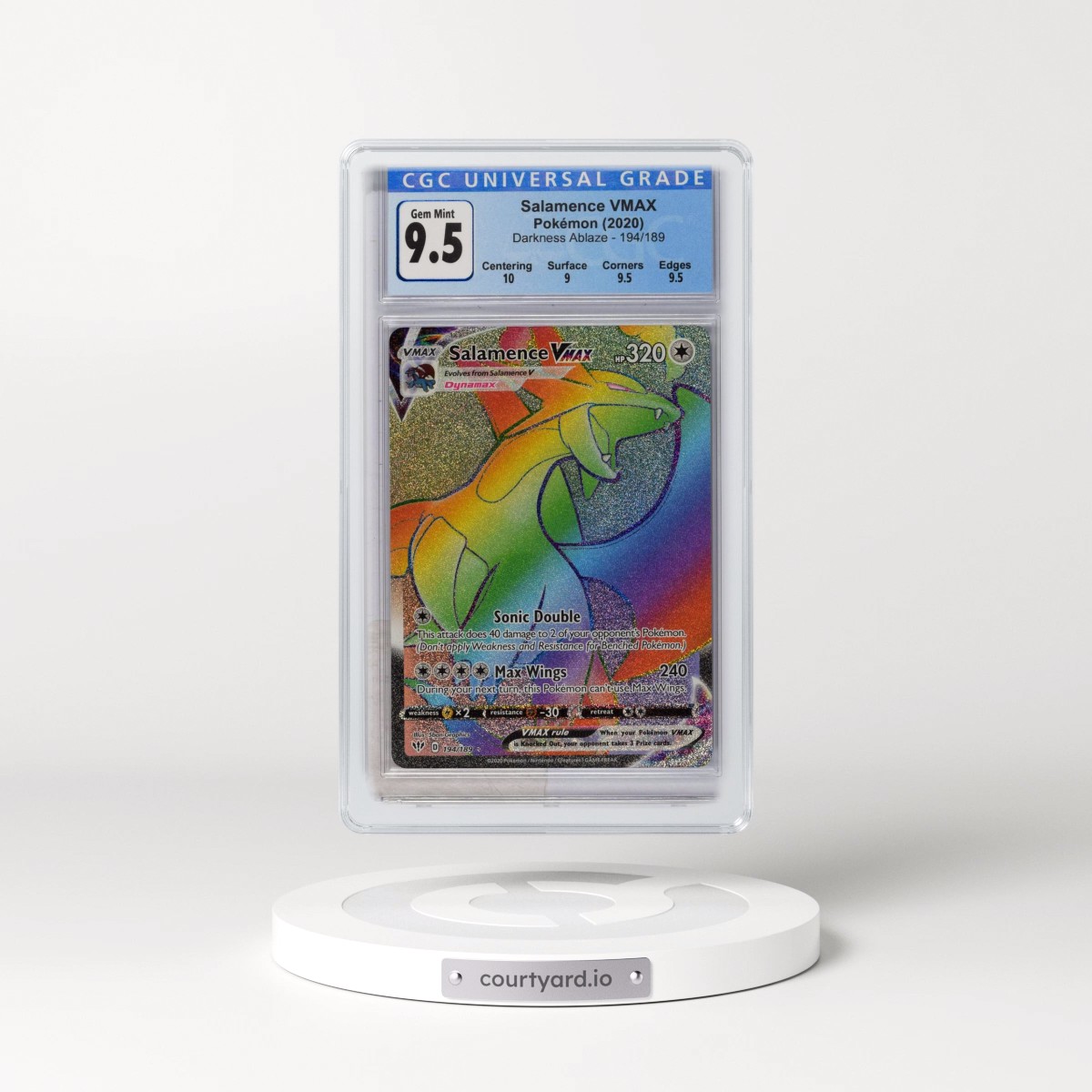 2020 Darkness Ablaze #194/189 Salamence VMAX - Rainbow Rare Holo (CGC 10 GEM MINT)