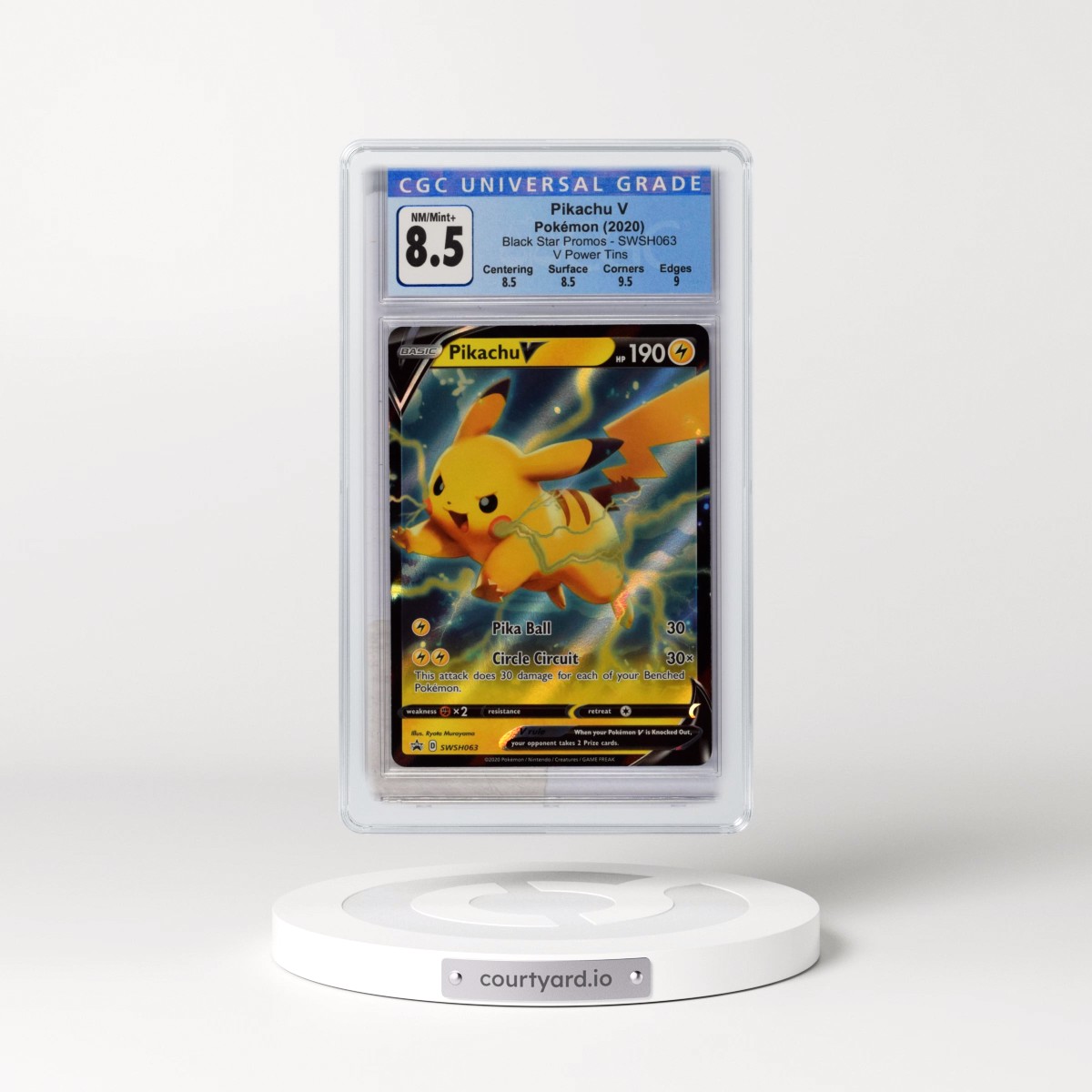 2017 Black Star Promos - Sword & Shield Pikachu V - V Power Tin (Holo) #SWSH063 CGC 8.5