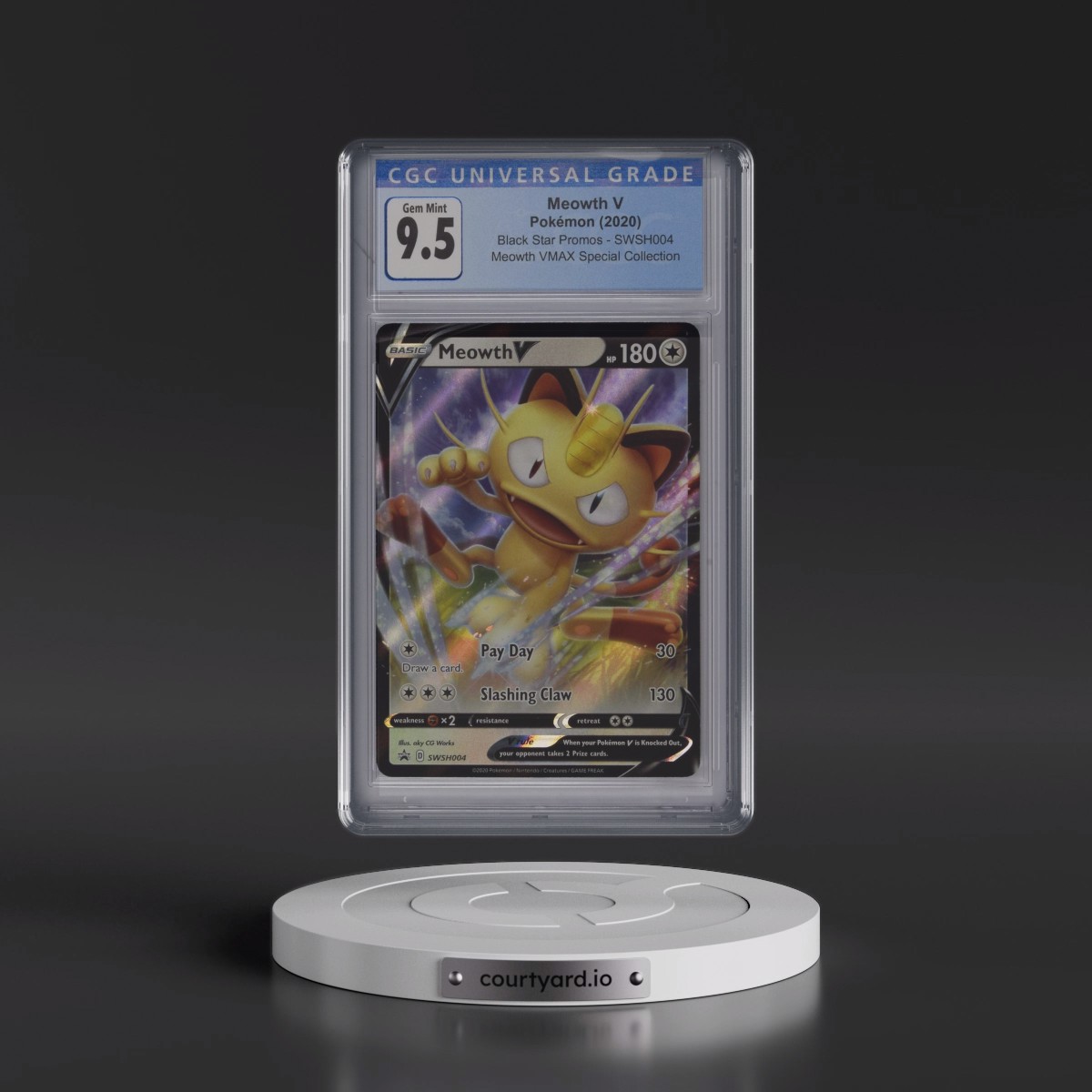 2020 Pokémon Swsh Black Star Promo #004 Meowth V - Holo Meowth Vmax Special Collection (CGC 10 GEM MINT)