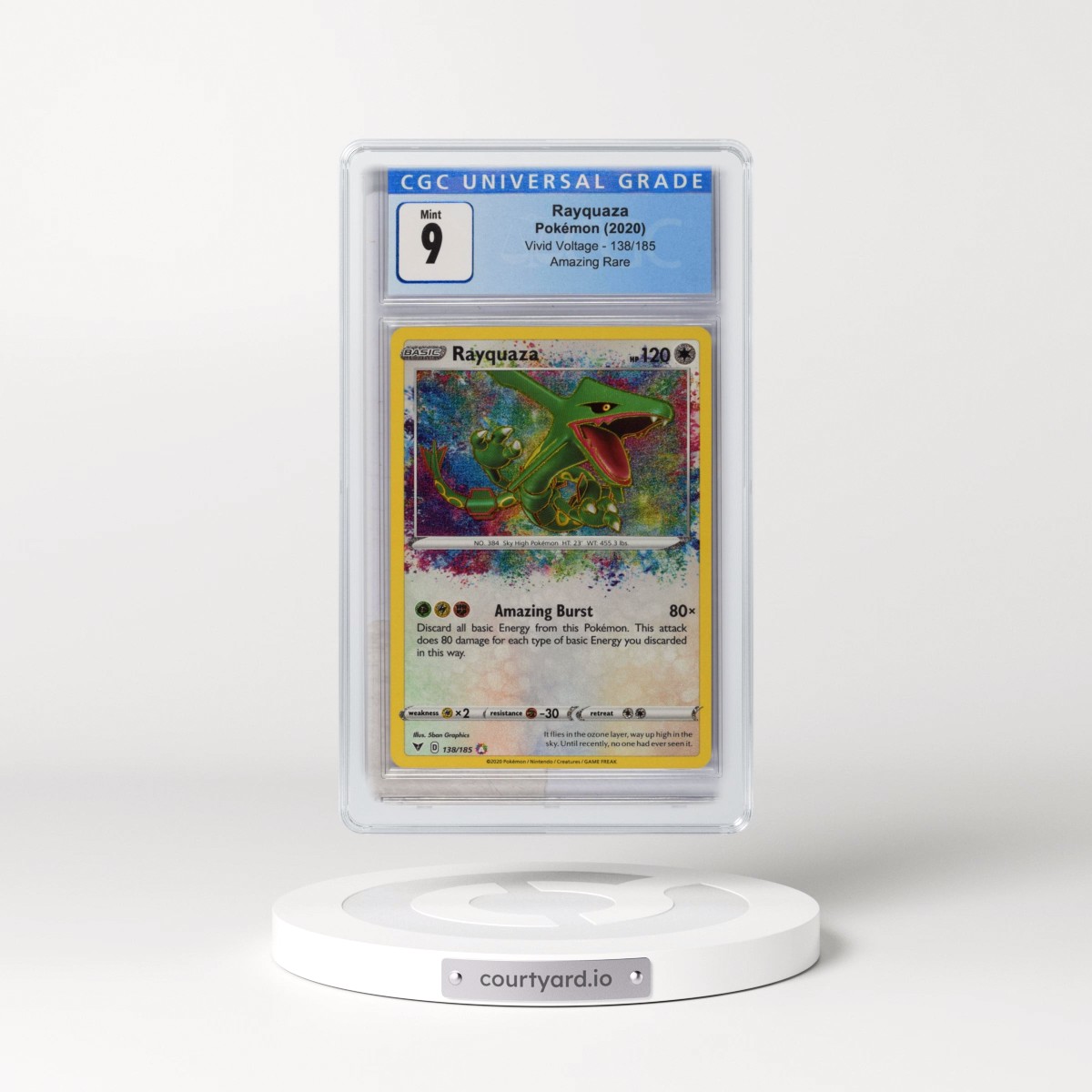 2020 Vivid Voltage #138/185 Rayquaza - Amazing Rare Holo (CGC 9 MINT)