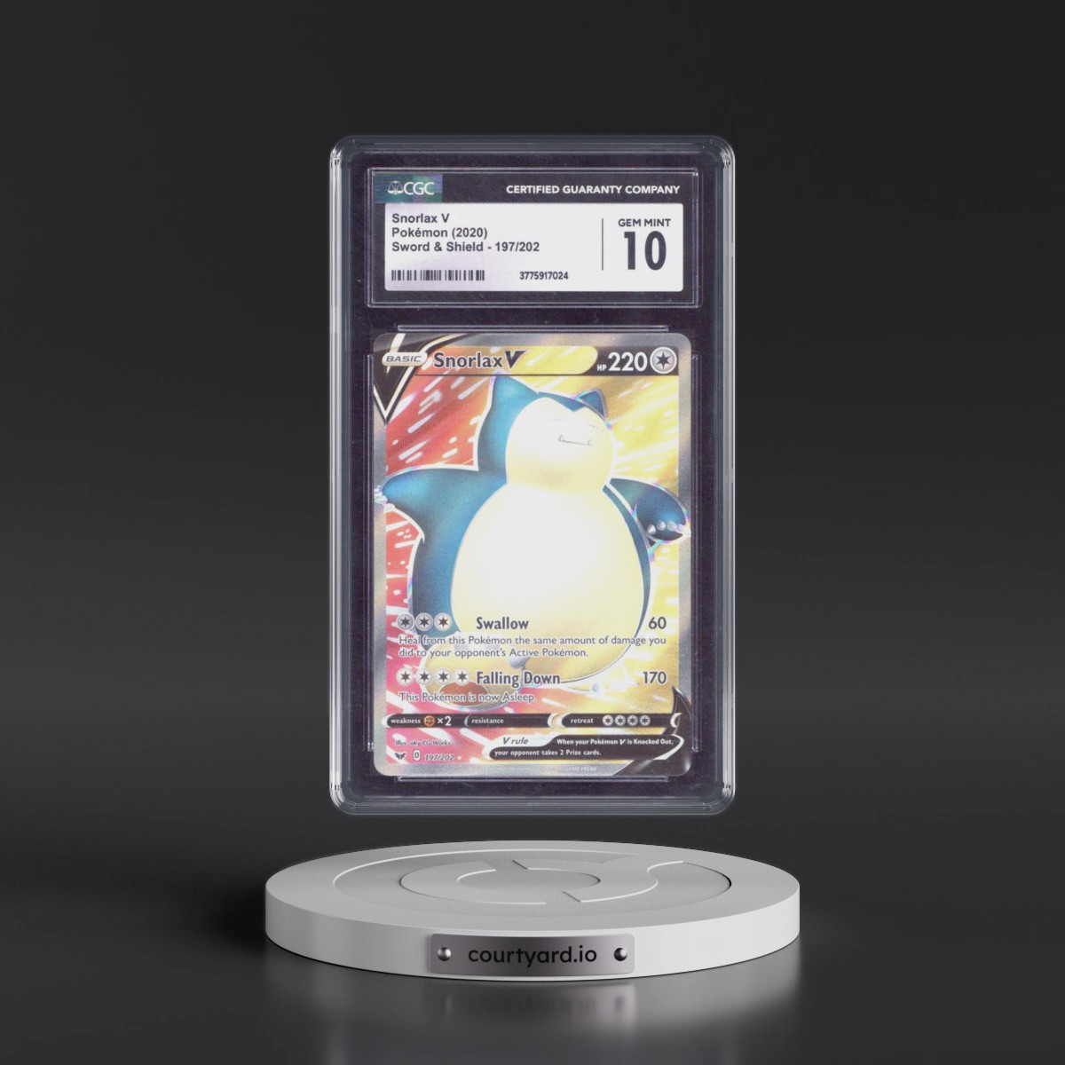 2020 Sword & Shield #197/202 Snorlax V - Ultra Rare Holo (CGC 10 GEM MINT)