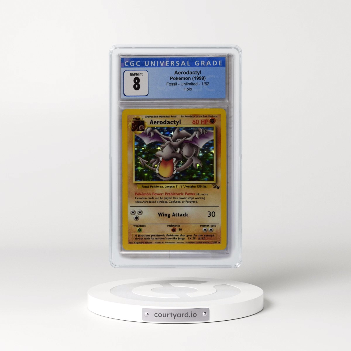 1999 Fossil #1/62 Aerodactyl - Galaxy Star Holo (CGC 8 NM-MT)