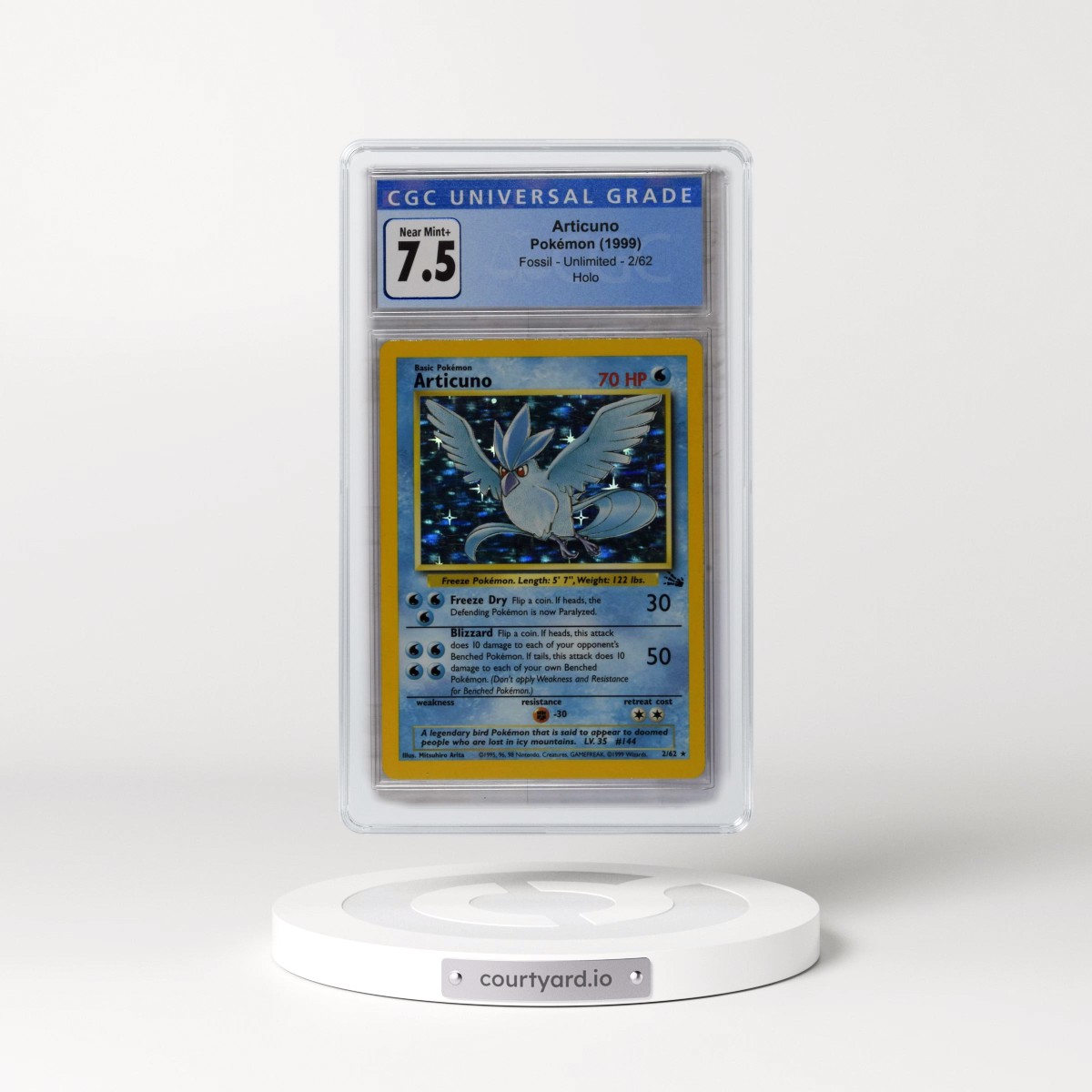 1999 Fossil #2/62 Articuno - Galaxy Star Holo (CGC 7.5 NM+)