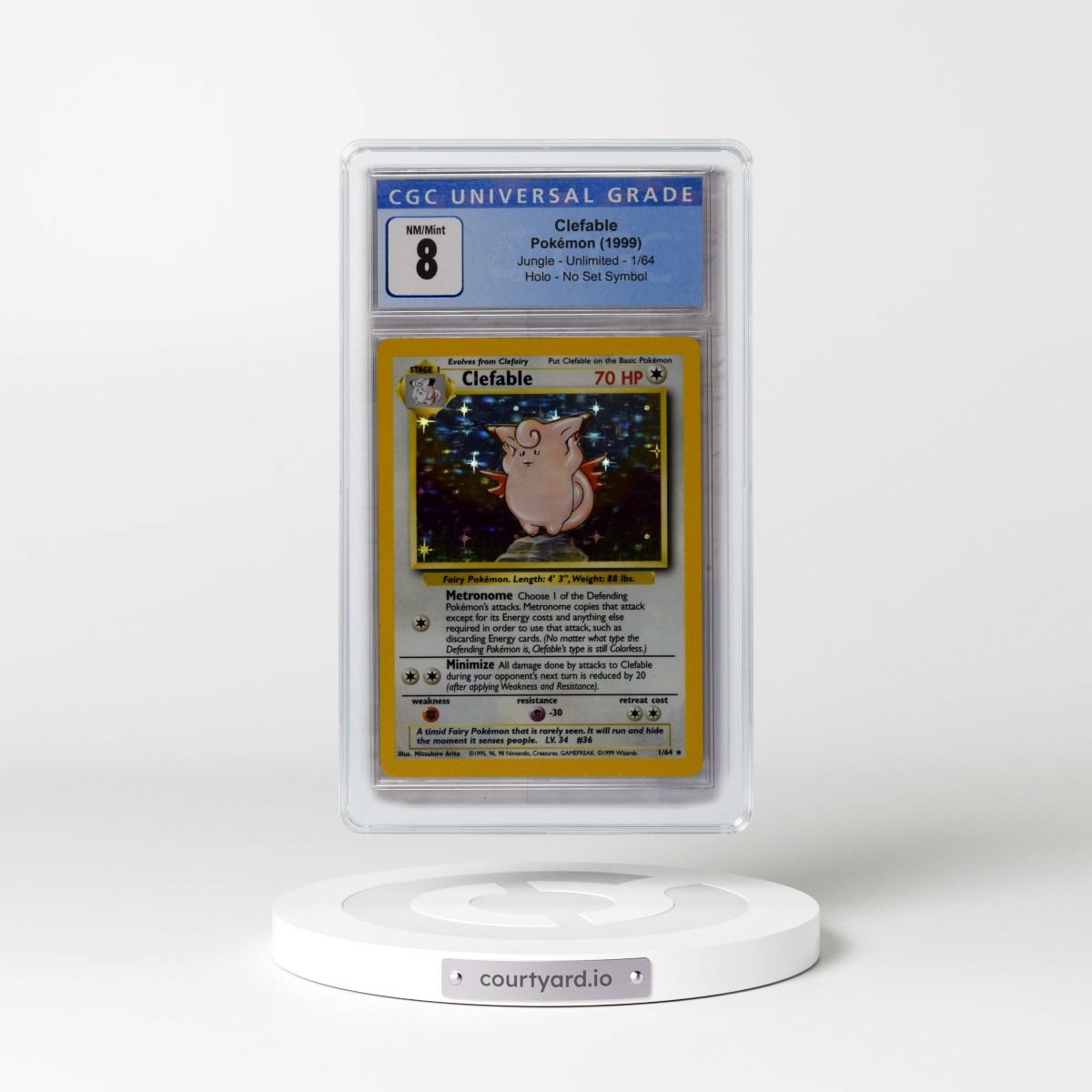 1999 Jungle #1/64 Clefable - No Set Symbol Holo (CGC 8 NM-MT)