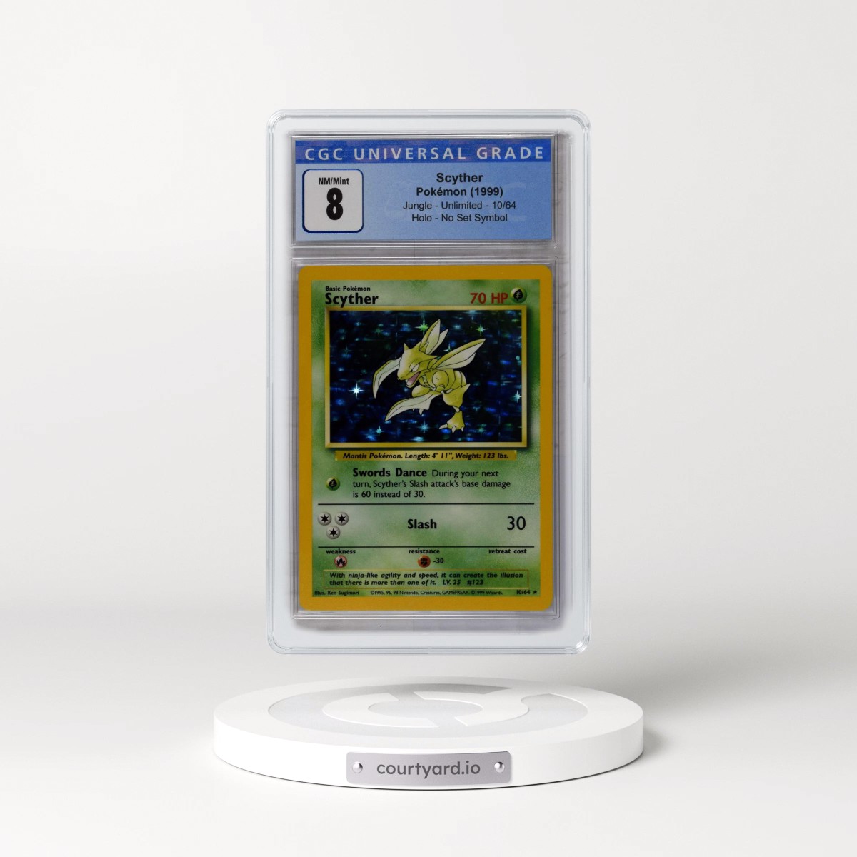 1999 Jungle #10/64 Scyther - No Set Symbol Holo (CGC 8 NM-MT)