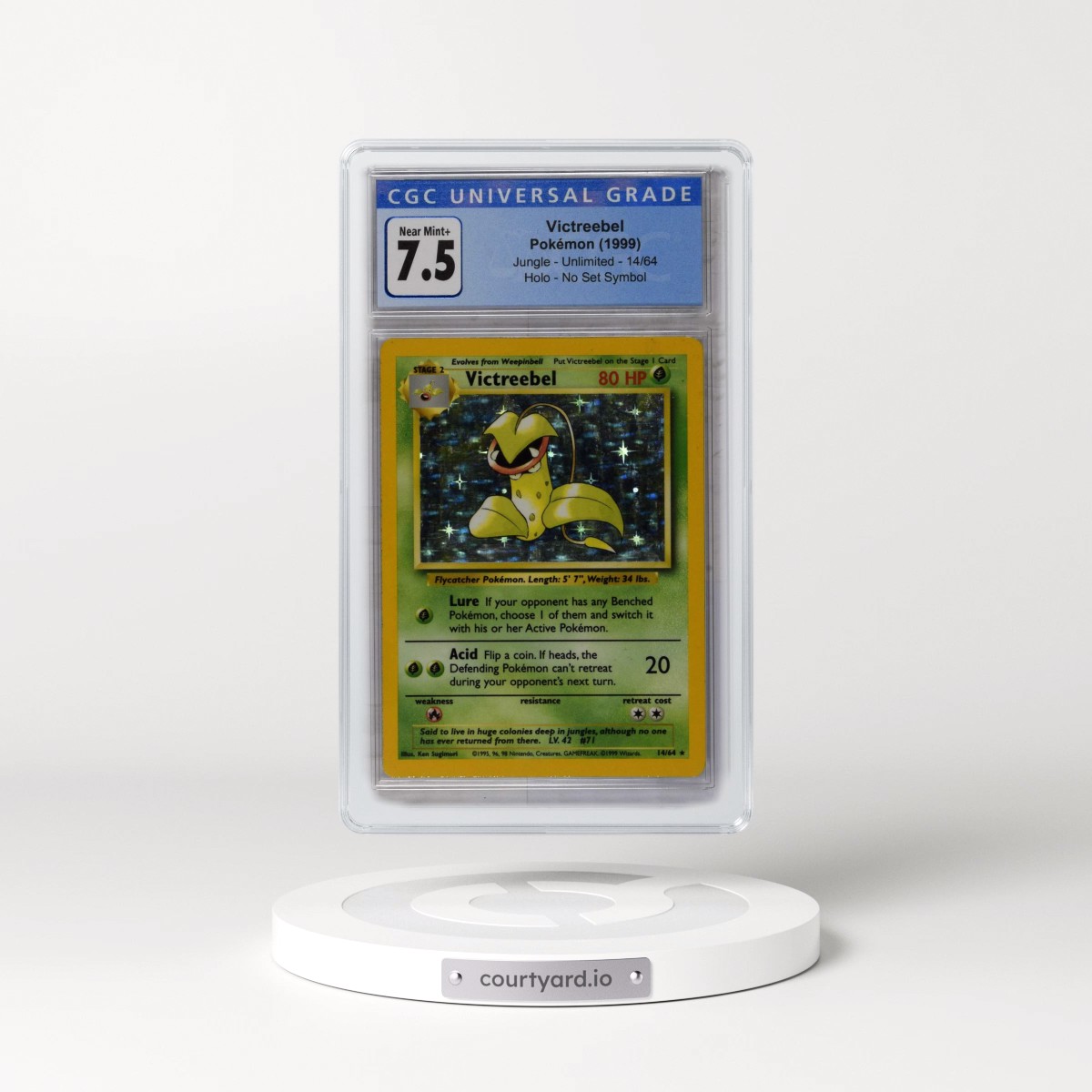 1999 Jungle #14/64 Victreebel - No Set Symbol Holo (CGC 7.5 NM+)