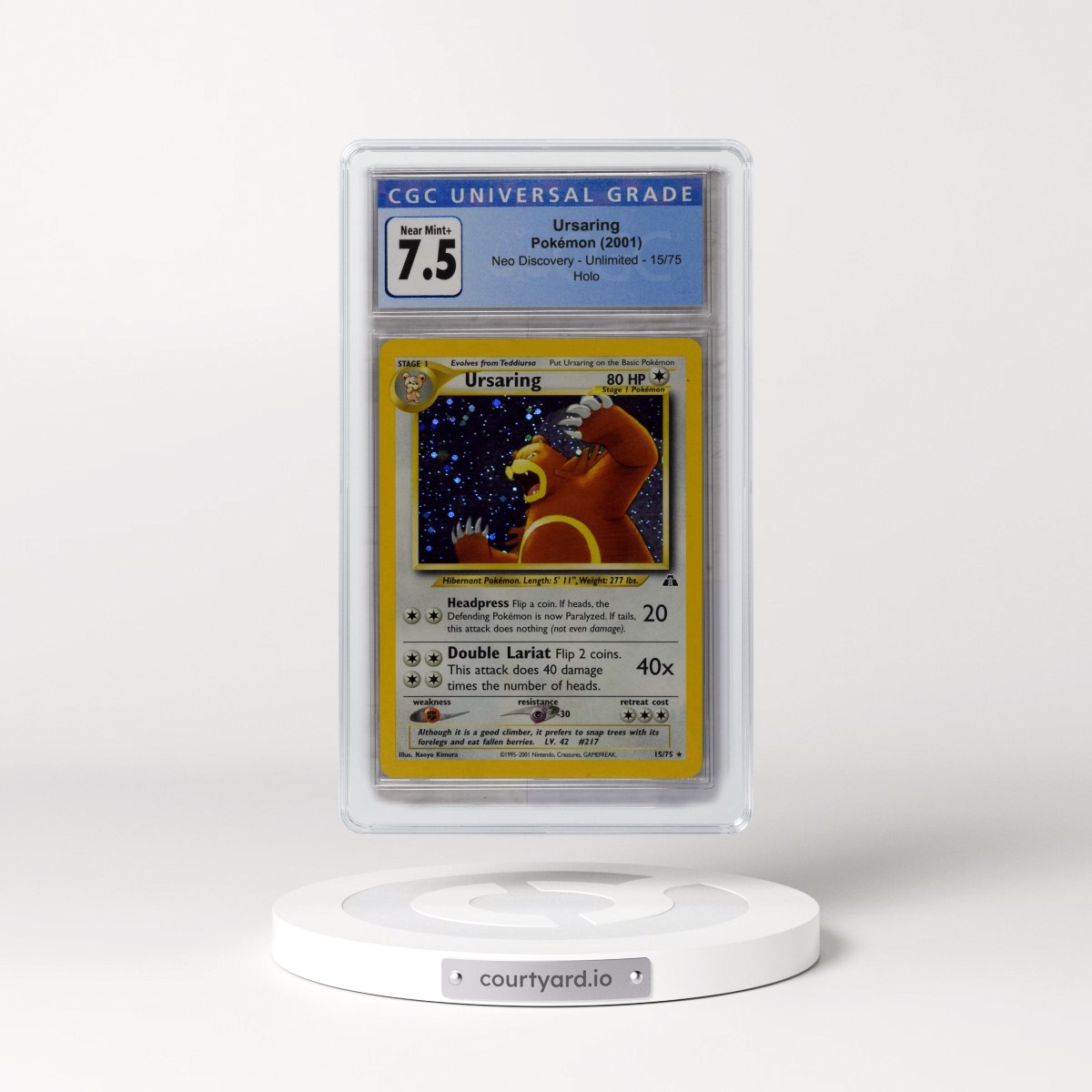 2001 Neo Discovery #15/75 Ursaring - Holo (CGC 7.5 NM+)