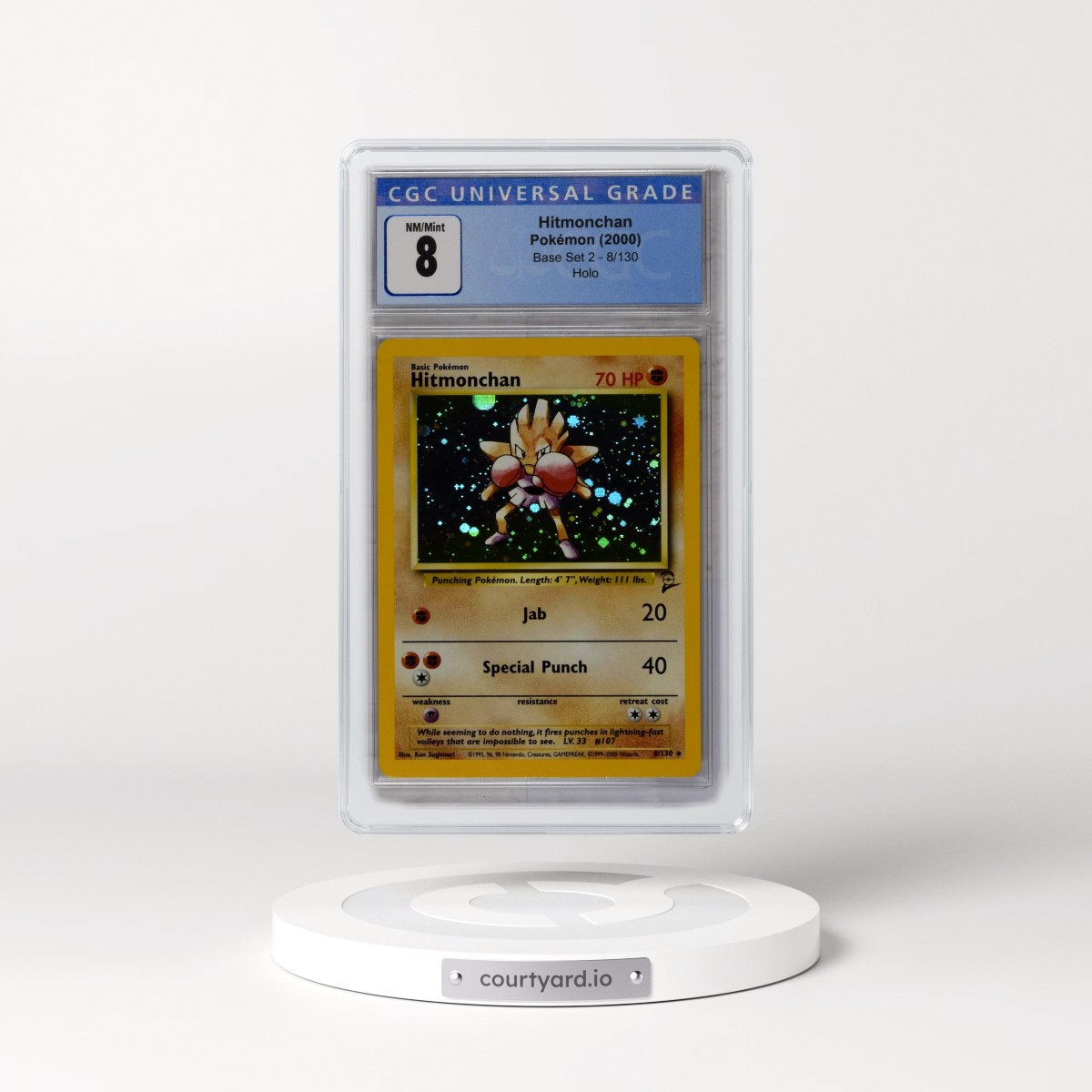 2000 Base Set 2 #8/130 Hitmonchan - Holo (CGC 8 NM-MT)