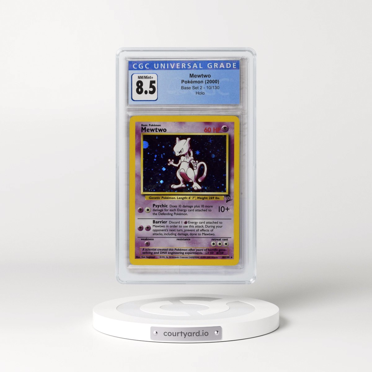 2000 Base Set 2 #10/130 Mewtwo - Holo (CGC 8.5 NM-MT+)