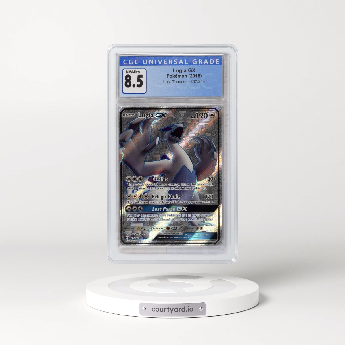 2018 Lost Thunder #207/214 Lugia GX - Ultra Rare Holo (CGC 8.5 NM-MT+)