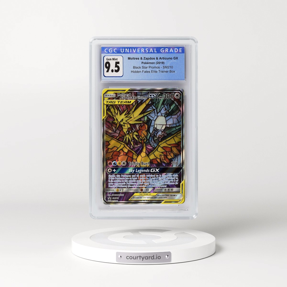 2016 Black Star Promos - Sun & Moon #SM210 Moltres &amp; Zapdos &amp; Articuno GX - Hidden Fates Elite Trainer Box (Holo) (CGC 10 GEM MINT)