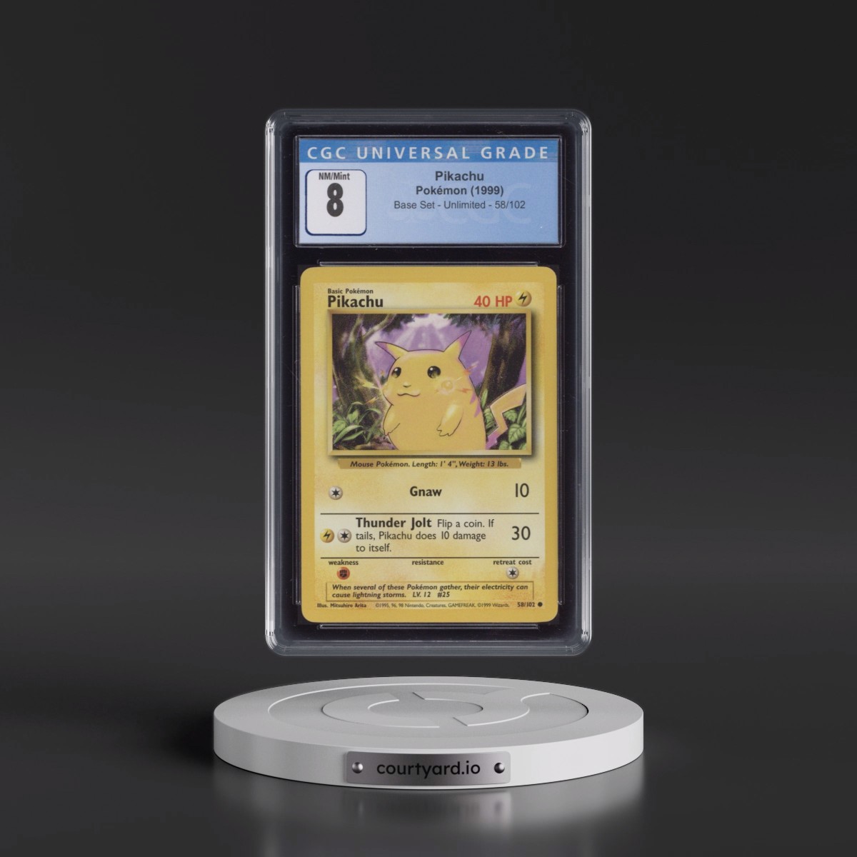 1999 Base Set #58/102 Pikachu - Yellow Cheeks (CGC 8 NM-MT)