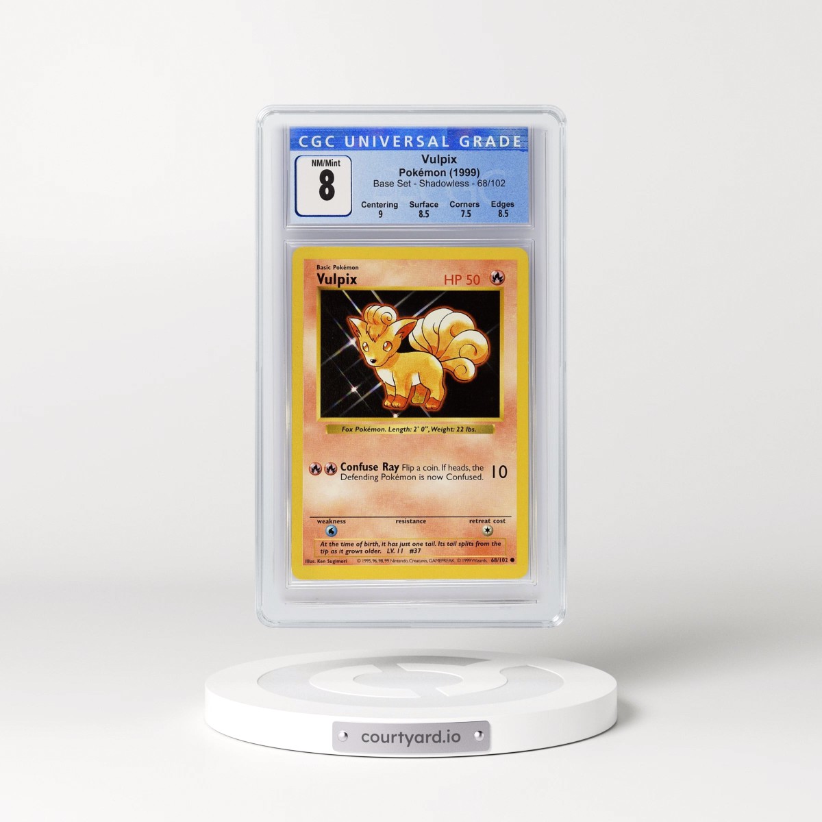 1999 Base Set #68/102 Vulpix - Shadowless Shadowless (CGC 8 NM-MT)