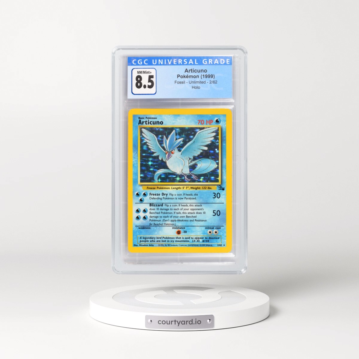 1999 Fossil #2/62 Articuno - Galaxy Star Holo (CGC 8.5 NM-MT+)