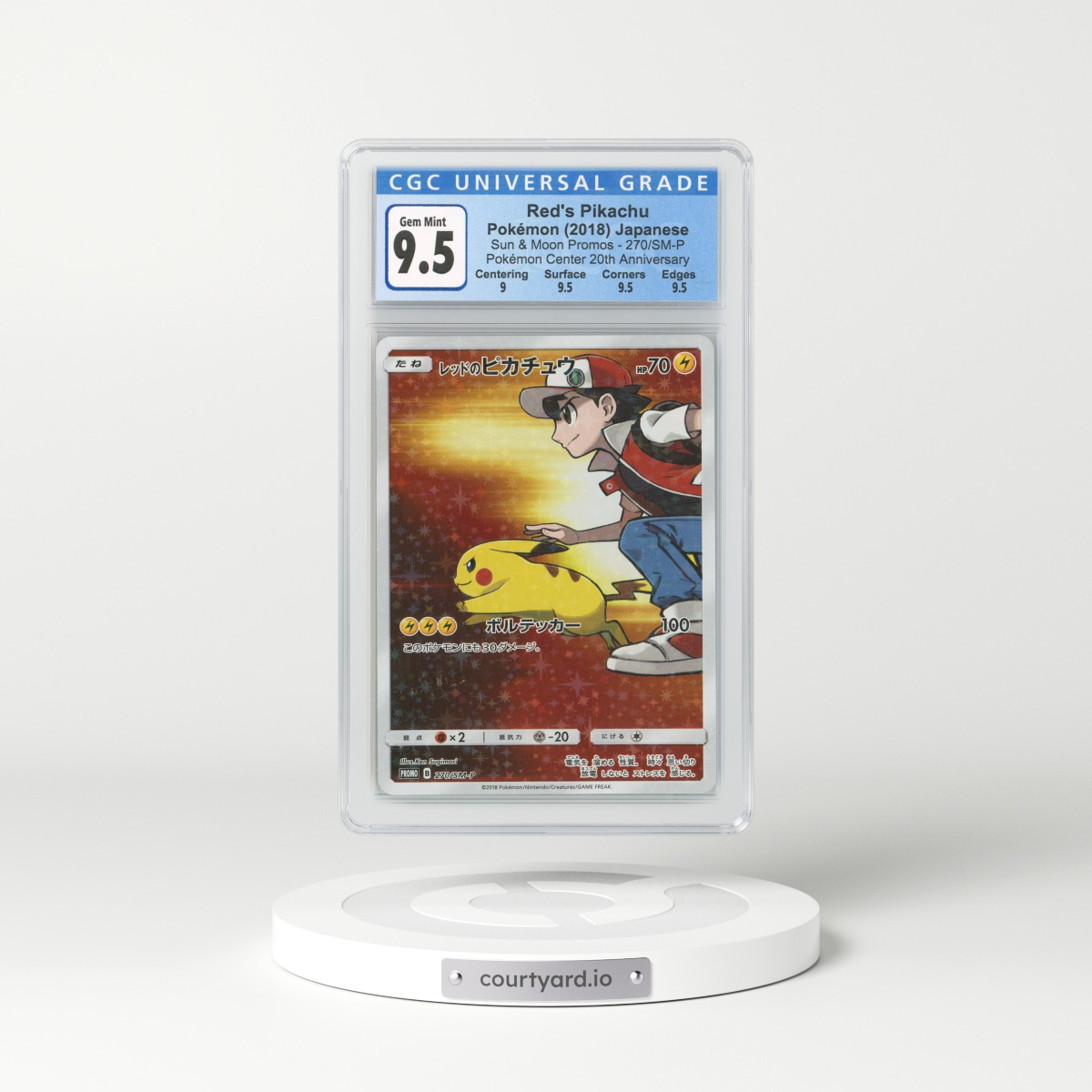 2018 Japanese 20th Anniversary Collection #270 Red's Pikachu - Full Art Holo (CGC 9.5 GEM MINT)