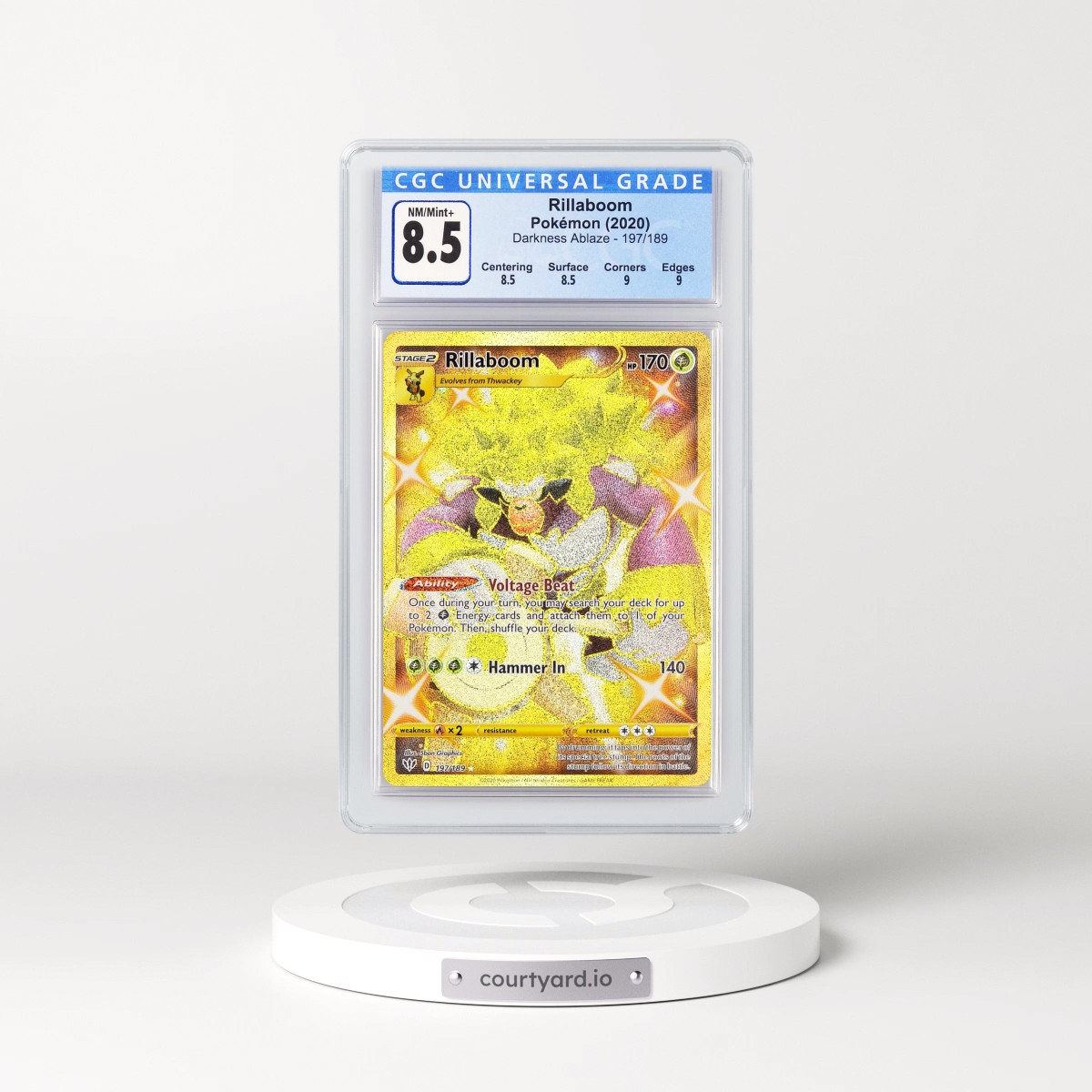 2020 Darkness Ablaze #197/189 Rillaboom - Secret Rare Holo (CGC 8.5 NM-MT+)