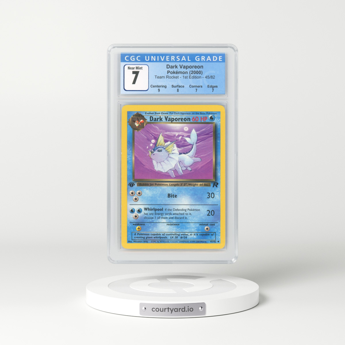 2000 Team Rocket #45 Dark Vaporeon - 1st Edition (CGC 7 NM)