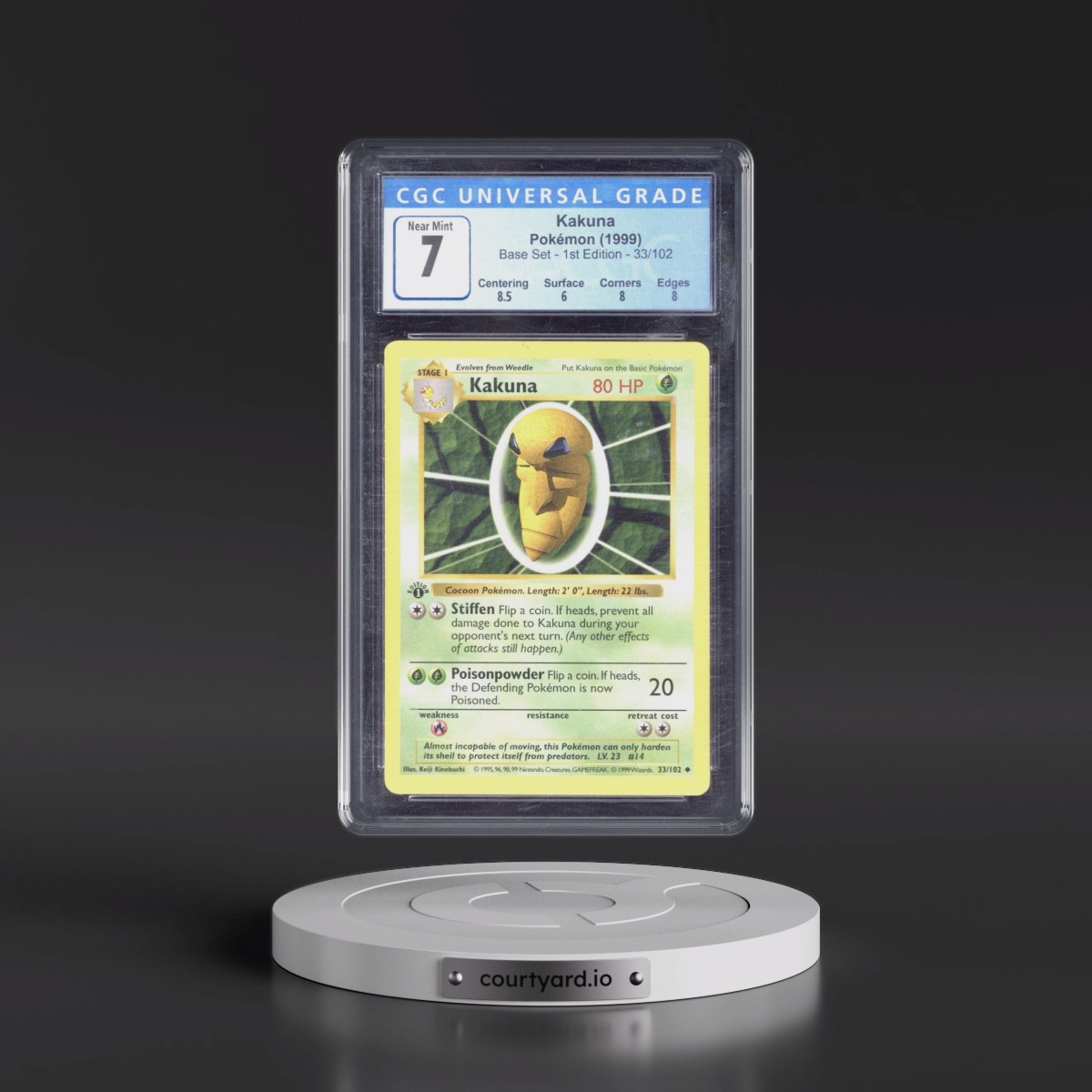 1999 Base Set #33/102 Kakuna - 1st Edition 1st Edition (CGC 7 NM)