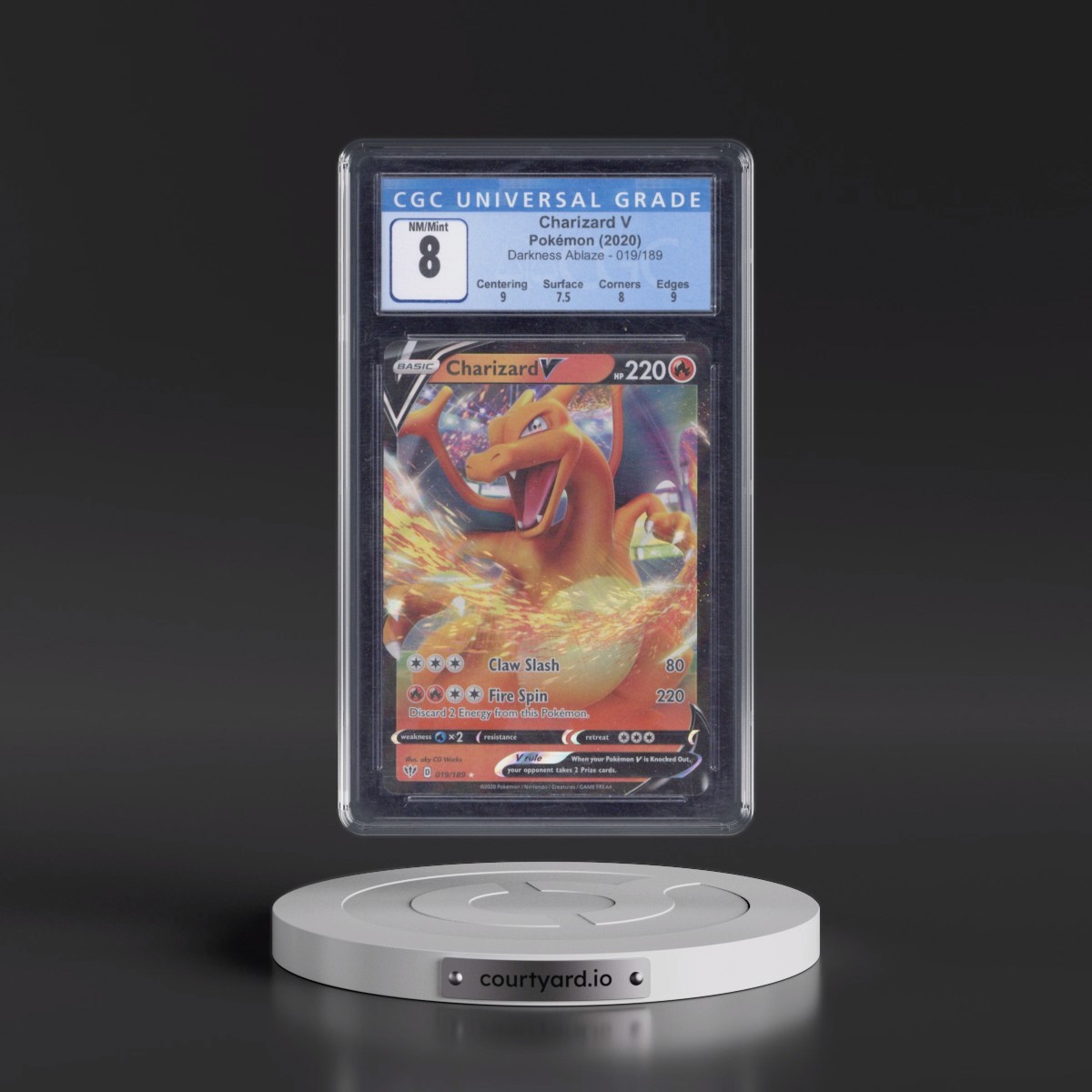 2020 Darkness Ablaze #019/189 Charizard V - Holo (CGC 8 NM-MT)