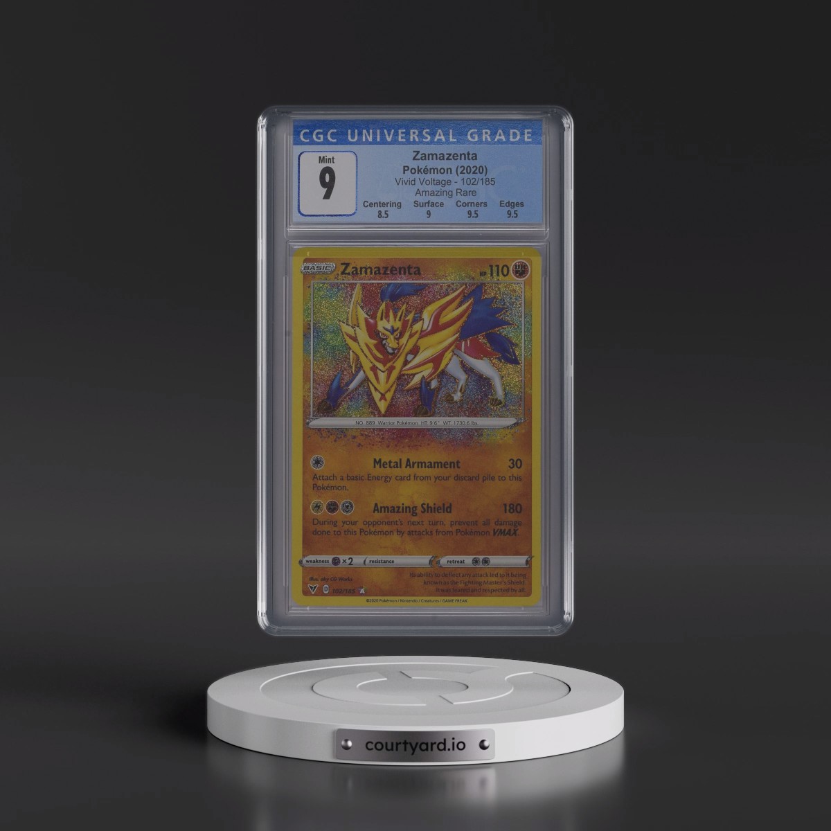 2020 Vivid Voltage #102/185 Zamazenta - Amazing Rare Holo (CGC 9 MINT)