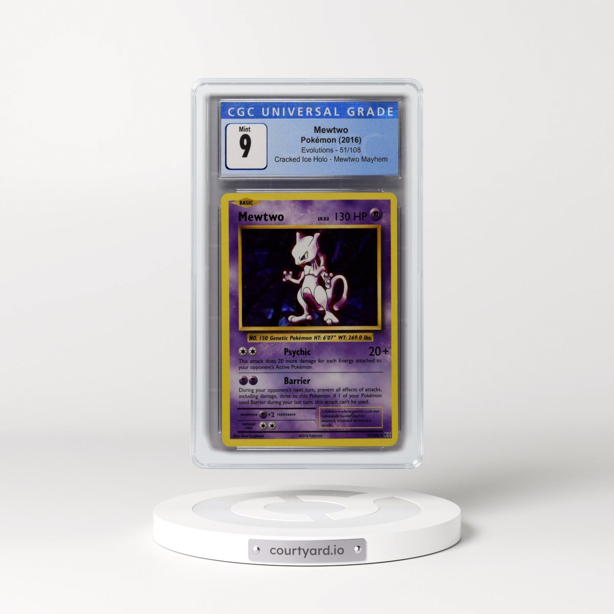 2016 Evolutions #51/108 Mewtwo - Mewtwo Mayhem Deck (Cracked Ice Holo) (CGC 9 MINT)