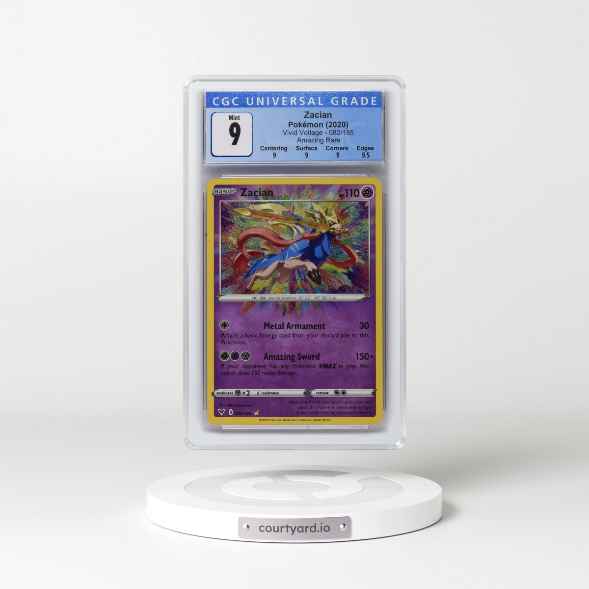 2020 Vivid Voltage #082/185 Zacian - Amazing Rare Holo (CGC 9 MINT)