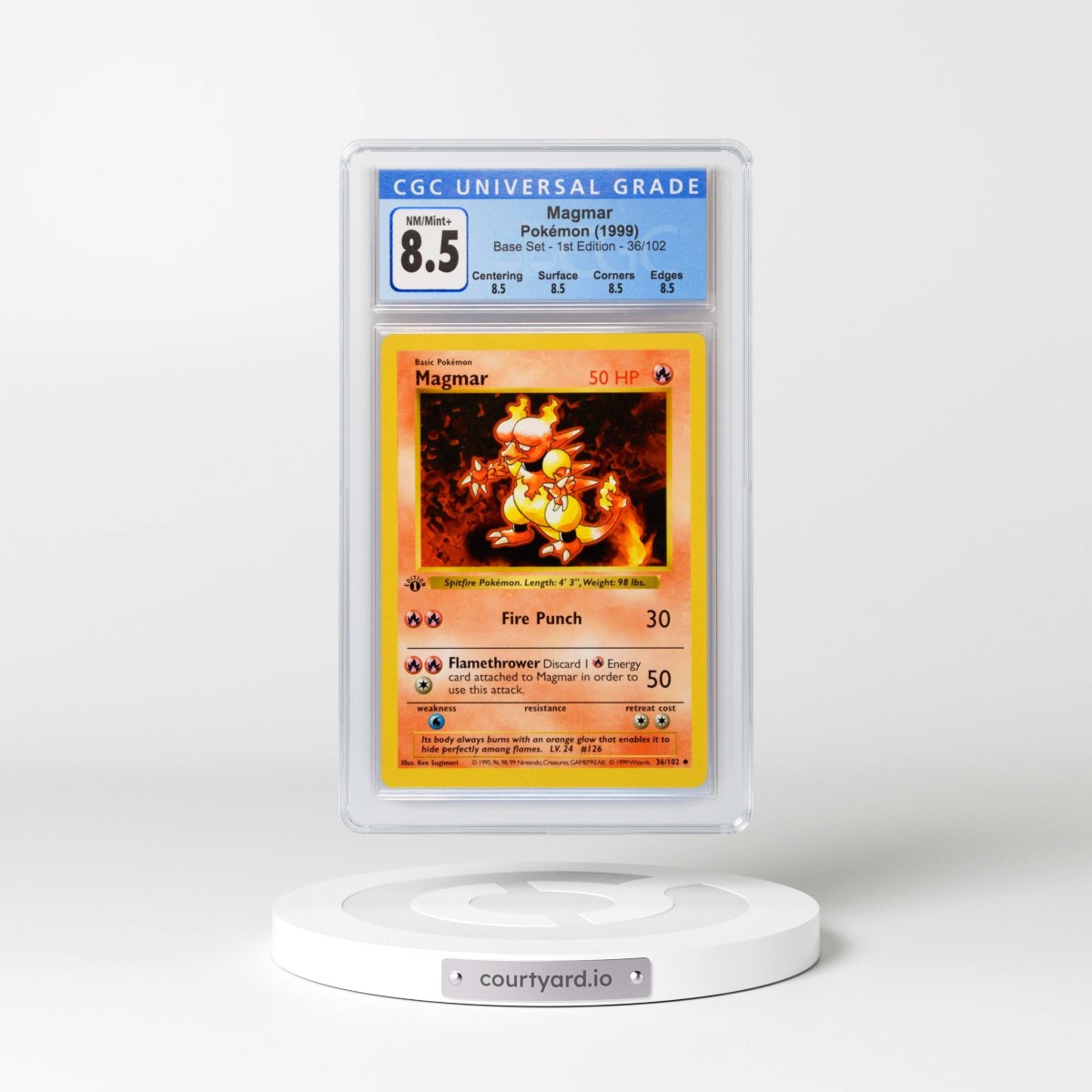 1999 Base Set #36/102 Magmar - 1st Edition 1st Edition (CGC 8.5 NM-MT+)