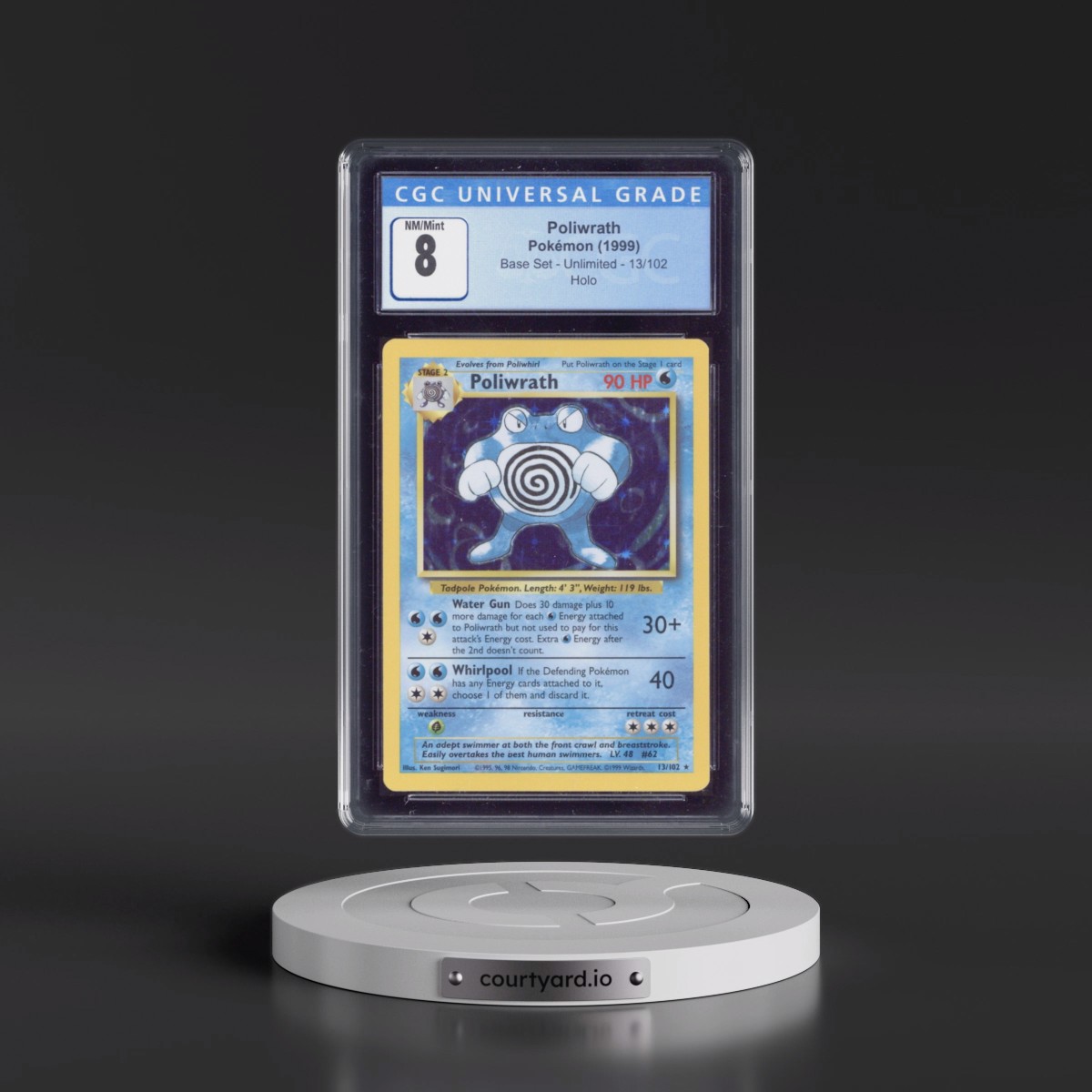 1999 Base Set #13/102 Poliwrath - Holo (CGC 8 NM-MT)