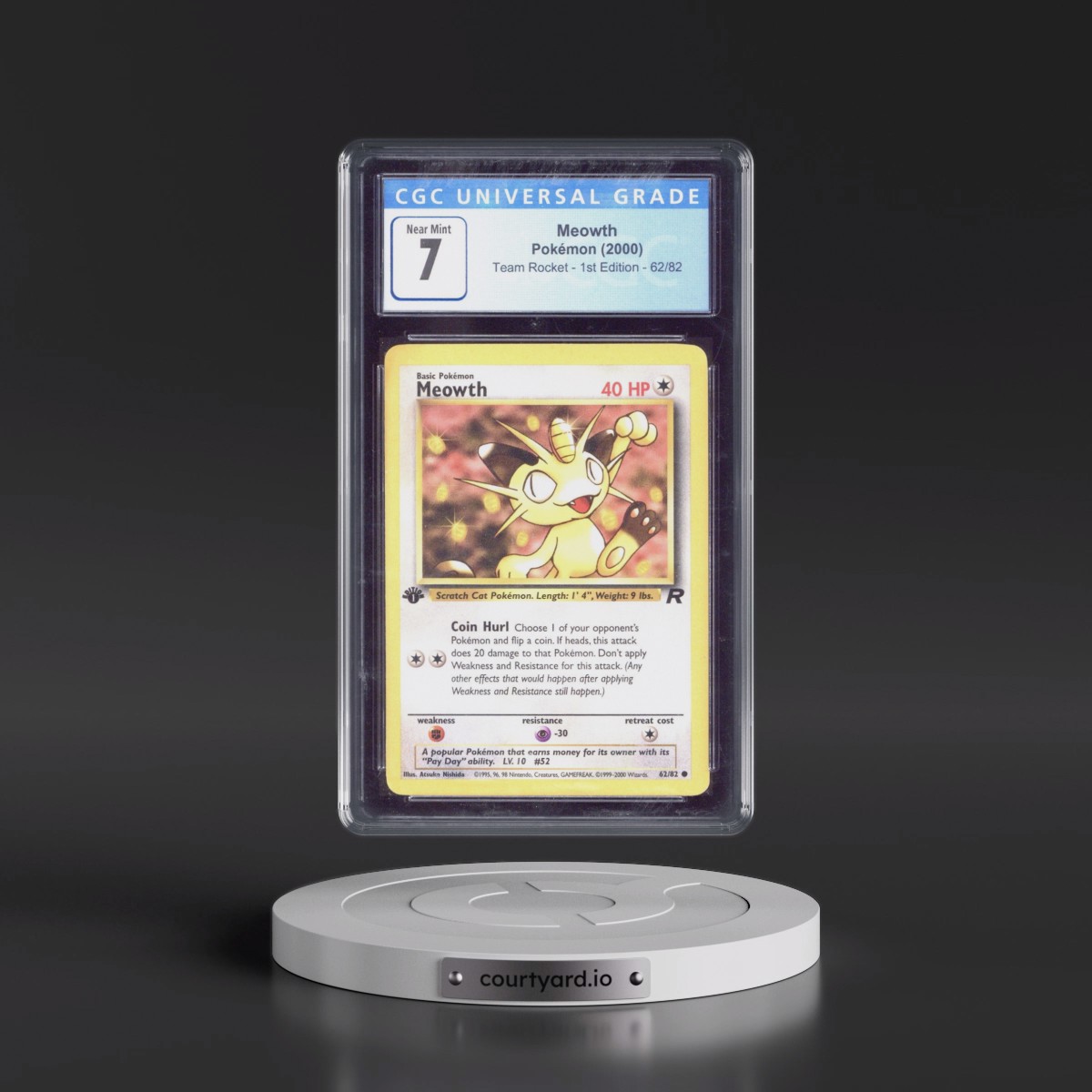 2000 Team Rocket #62/82 Meowth - 1st Edition 1st Edition (CGC 7 NM)