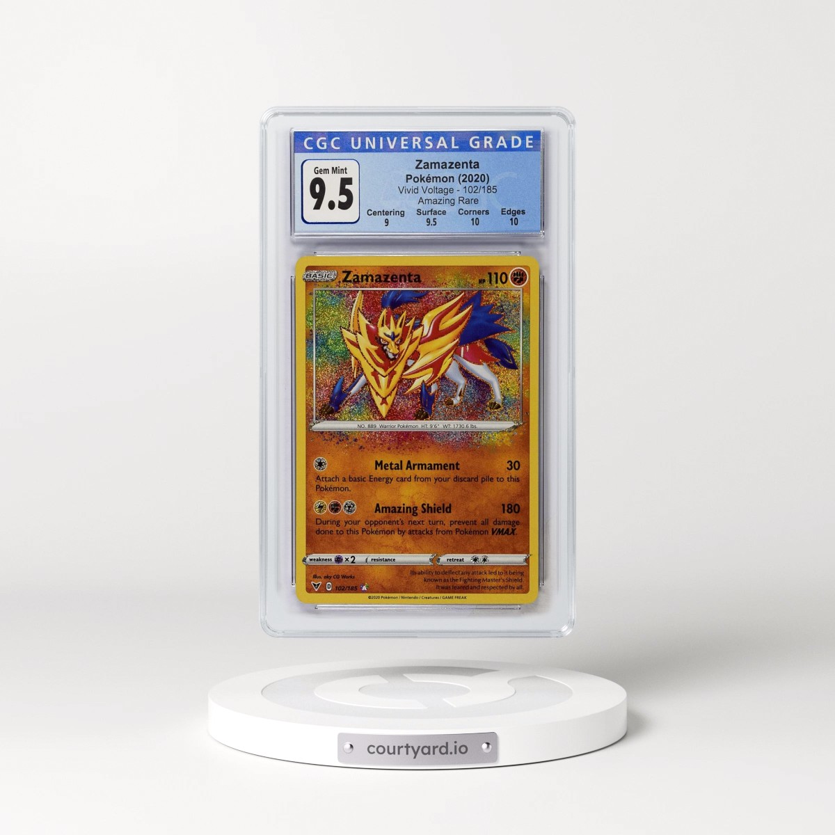 2020 Vivid Voltage #102/185 Zamazenta - Amazing Rare Holo (CGC 10 GEM MINT)